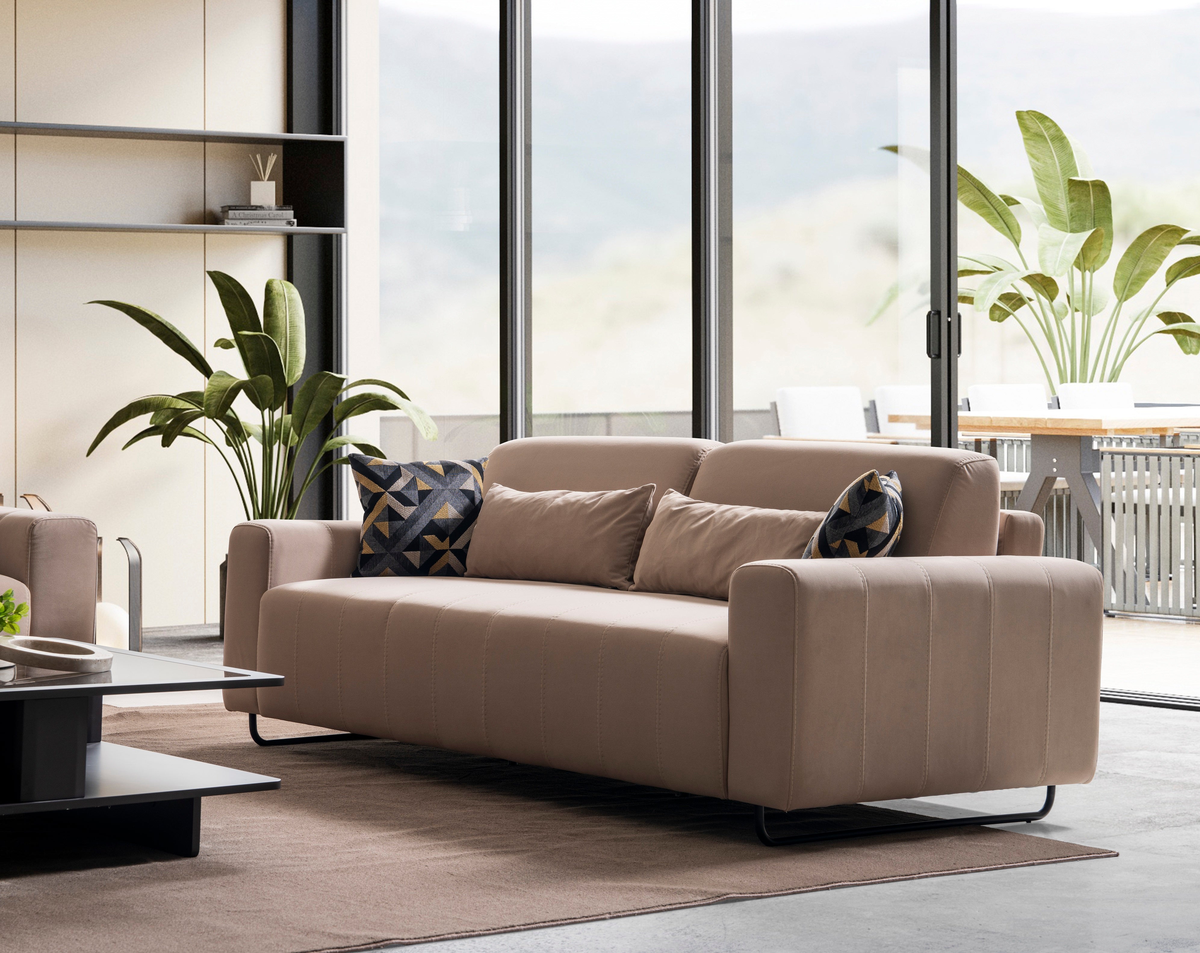 Триместен разтегателен диван «Vadi» + 4 декоративни възглавници, ширина 220см