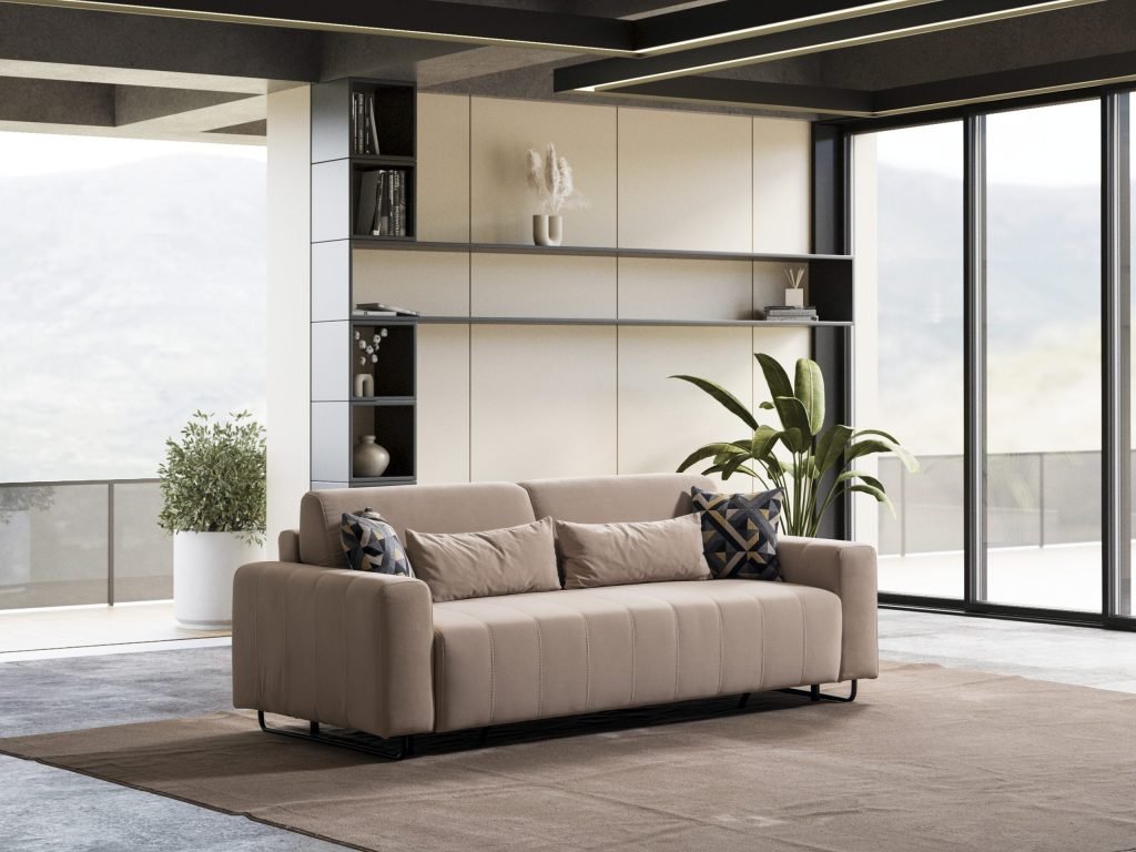 Триместен разтегателен диван «Vadi» + 4 декоративни възглавници, ширина 220см