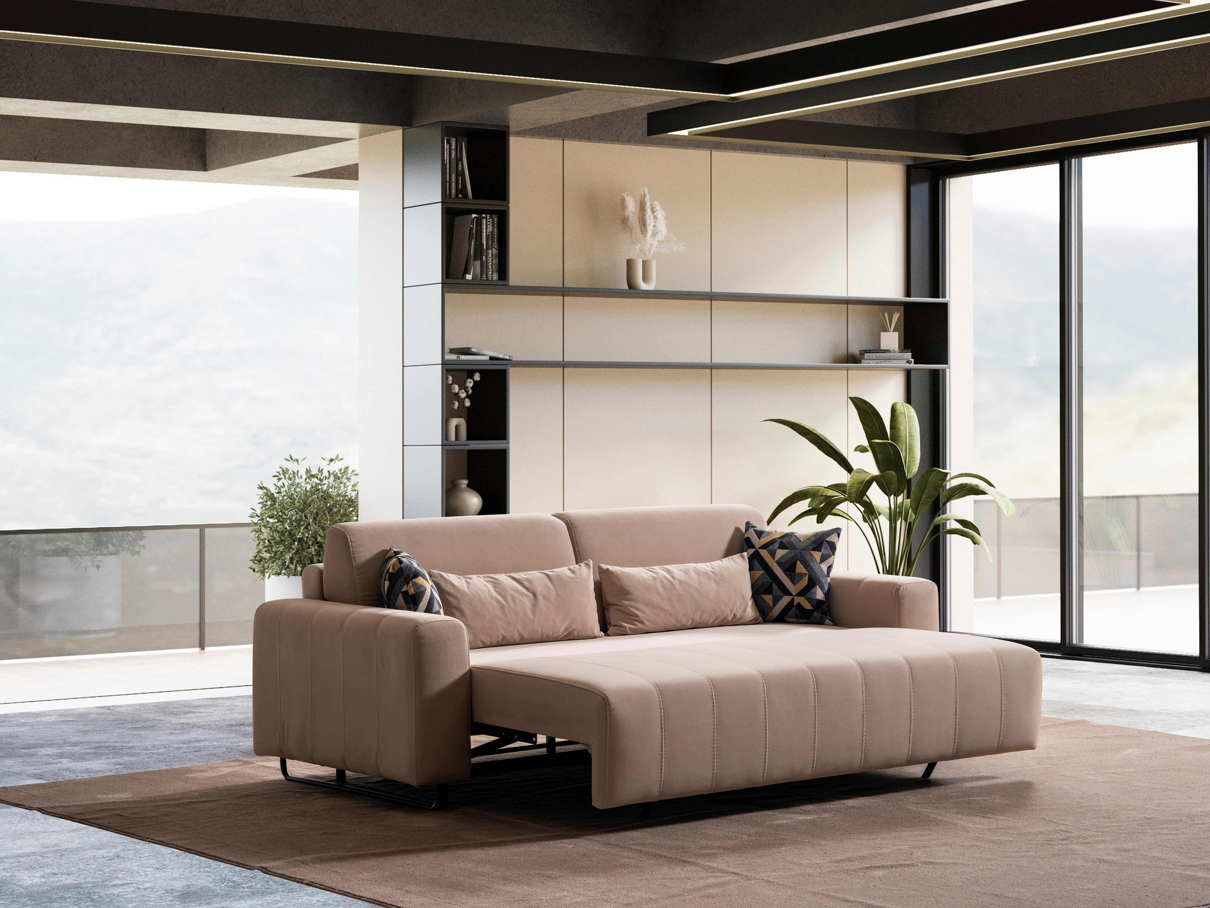 Триместен разтегателен диван «Vadi» + 4 декоративни възглавници, ширина 220см