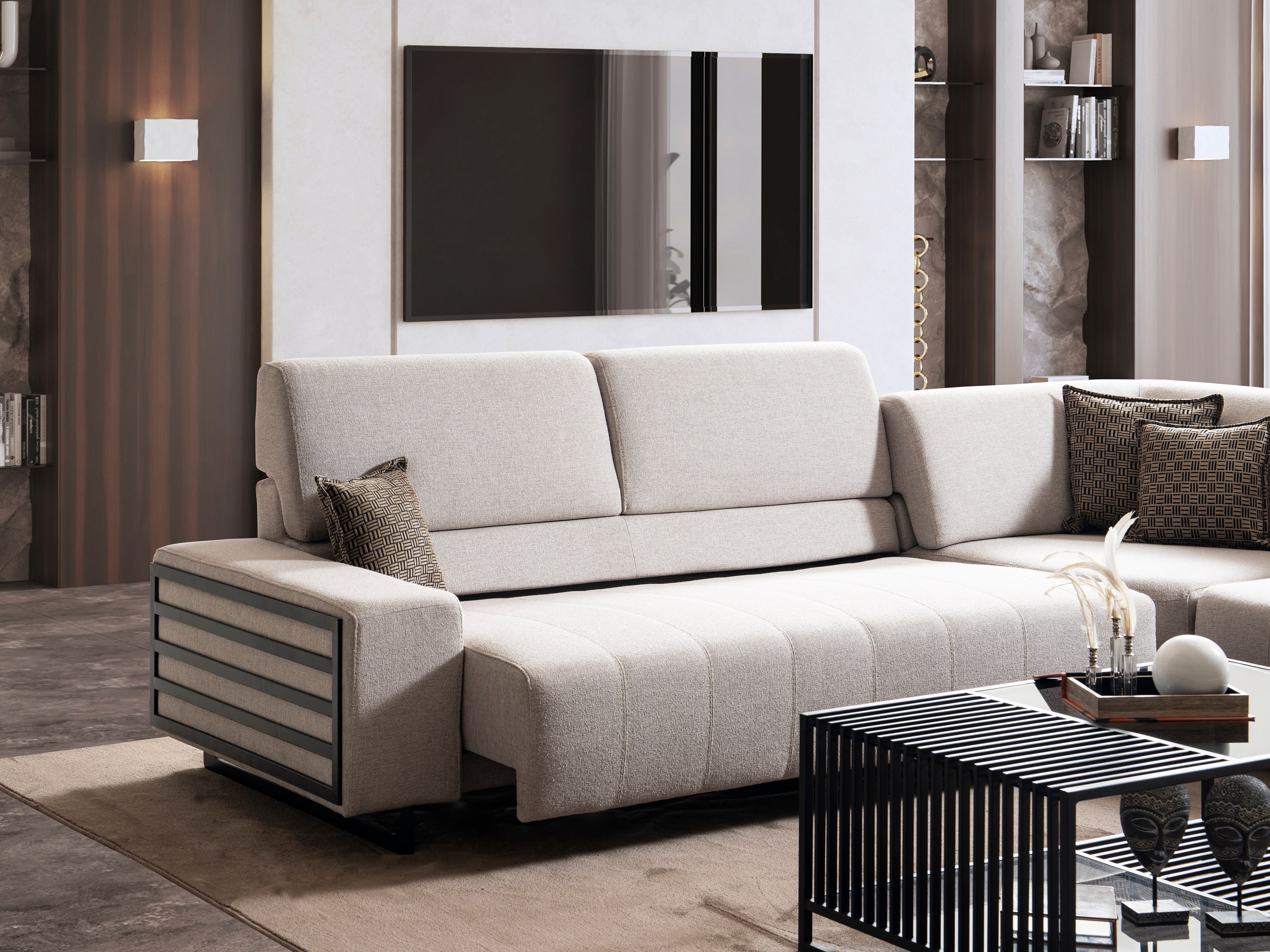 Модулен разтегателен диван «Selale» + електрически механизъм, USB зарядна станция