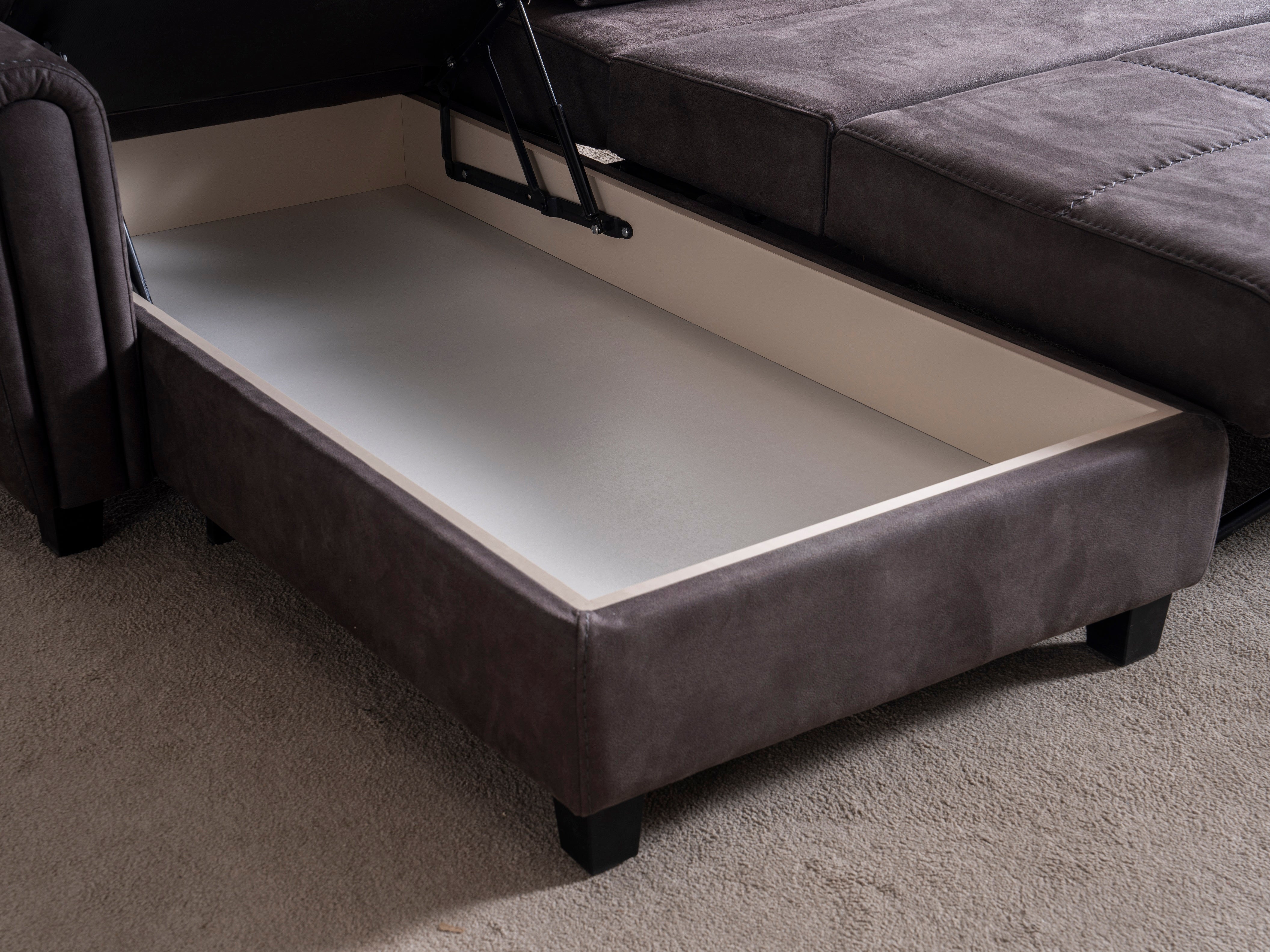 Ъглов разтегателен диван - легло «Sedir Relax» + пет декоративни възглавници, място за съхранение, ширина 255 или 295см