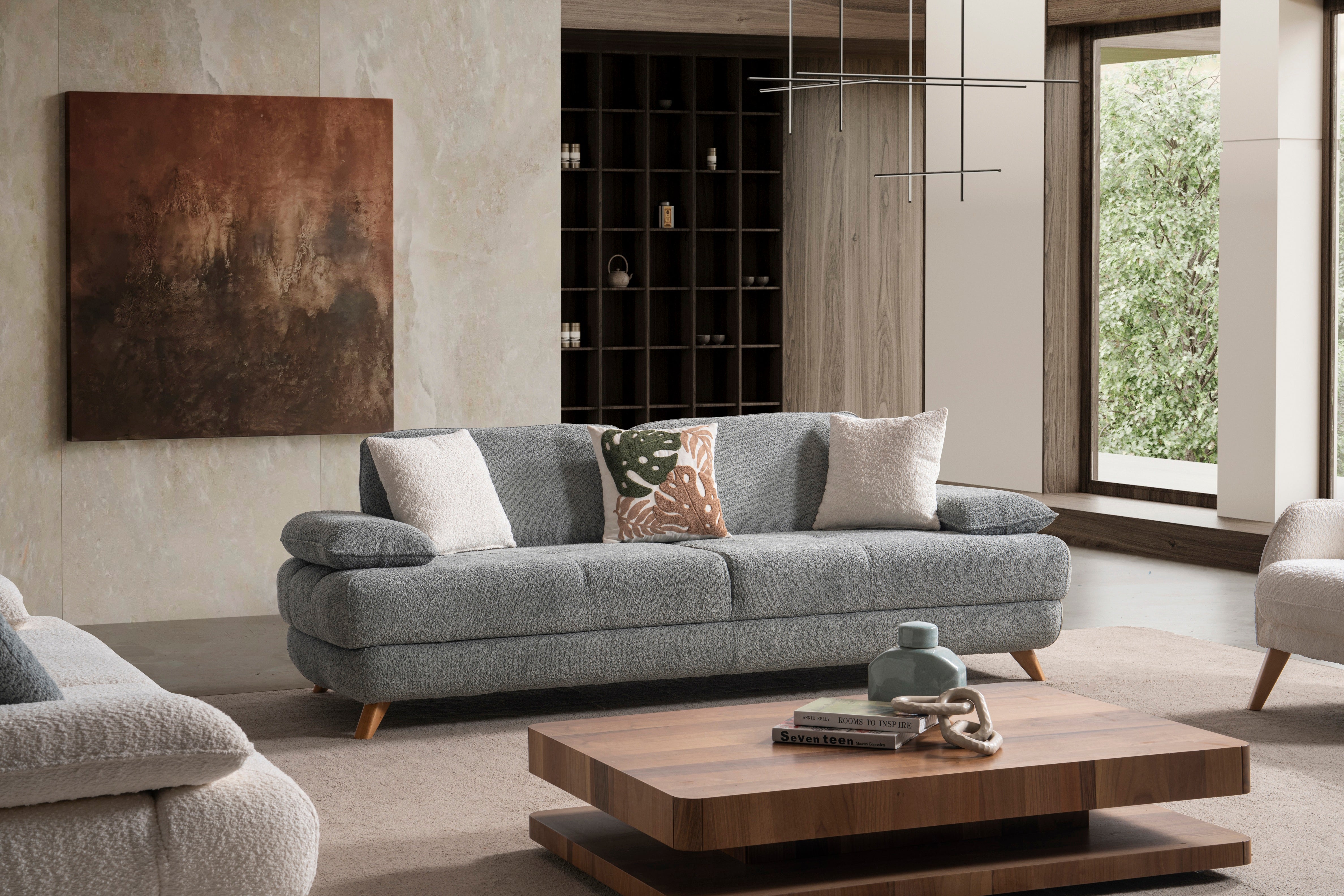 Триместен разтегателен диван «Montana» + 2 декоративни възглавници, с място за съхранение, ширина 240см