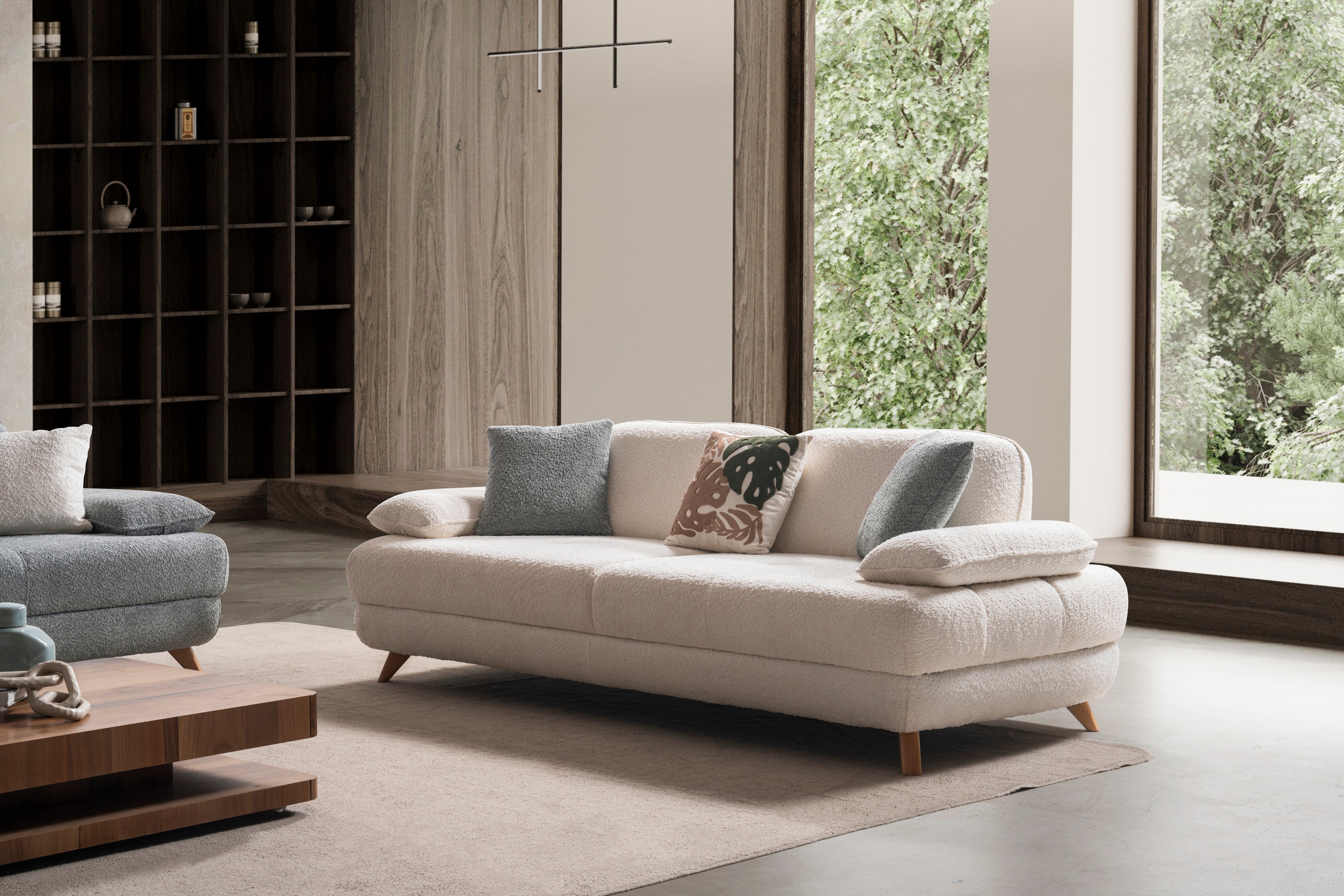 Триместен разтегателен диван «Montana» + 2 декоративни възглавници, с място за съхранение, ширина 240см