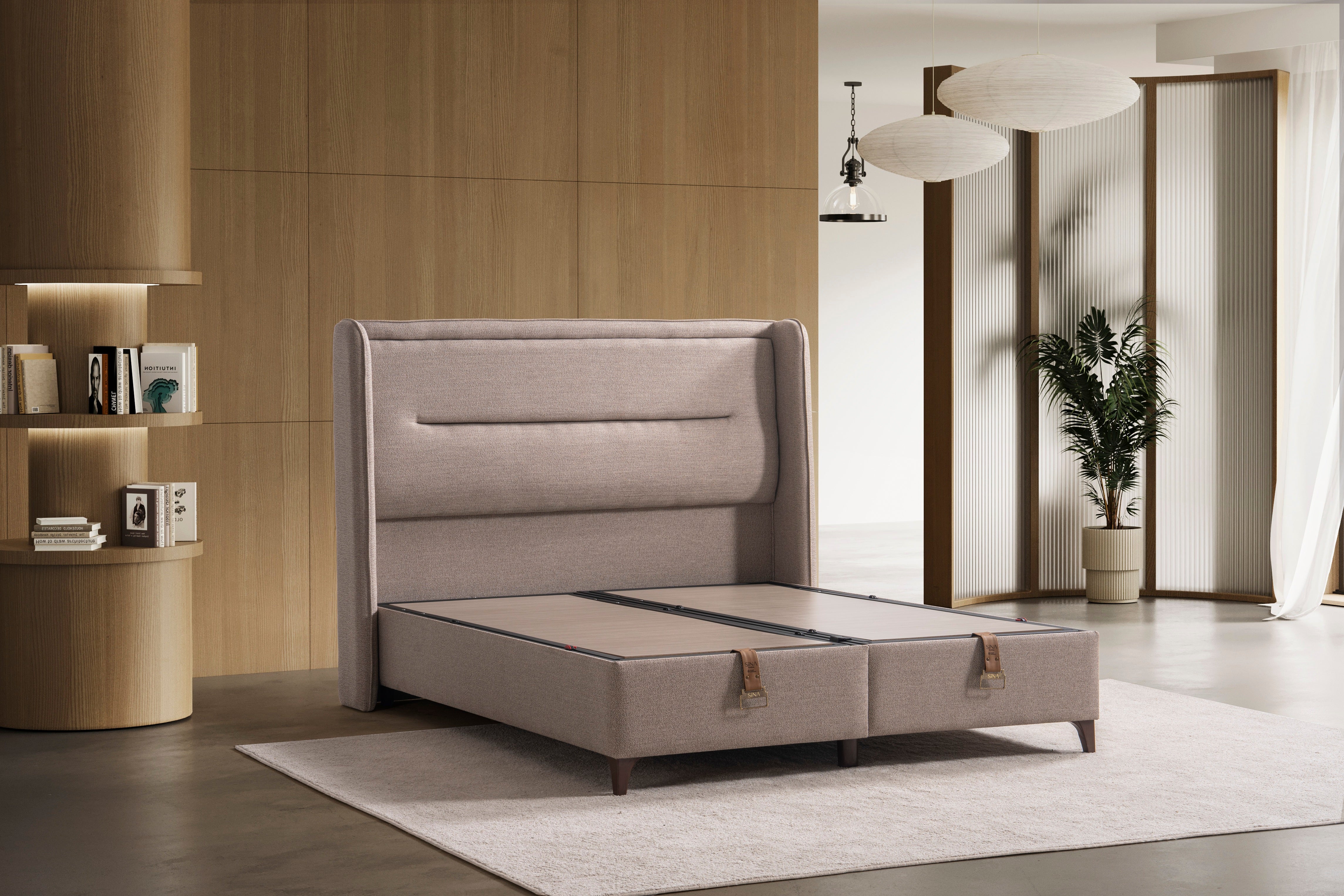 Тапицирано легло «Pirlanta» + Матрак и табла - с място за съхранение, повдигащ механизъм, система за безшумно затваряне