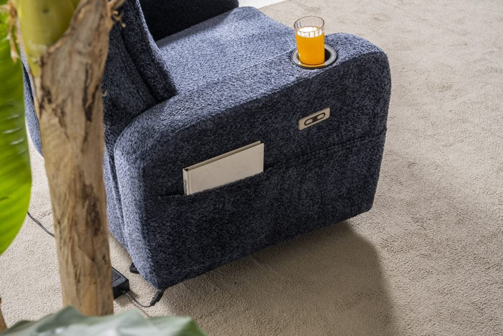 Кресло «Cunda» с електрически релакс механизъм, USB зарядна станция