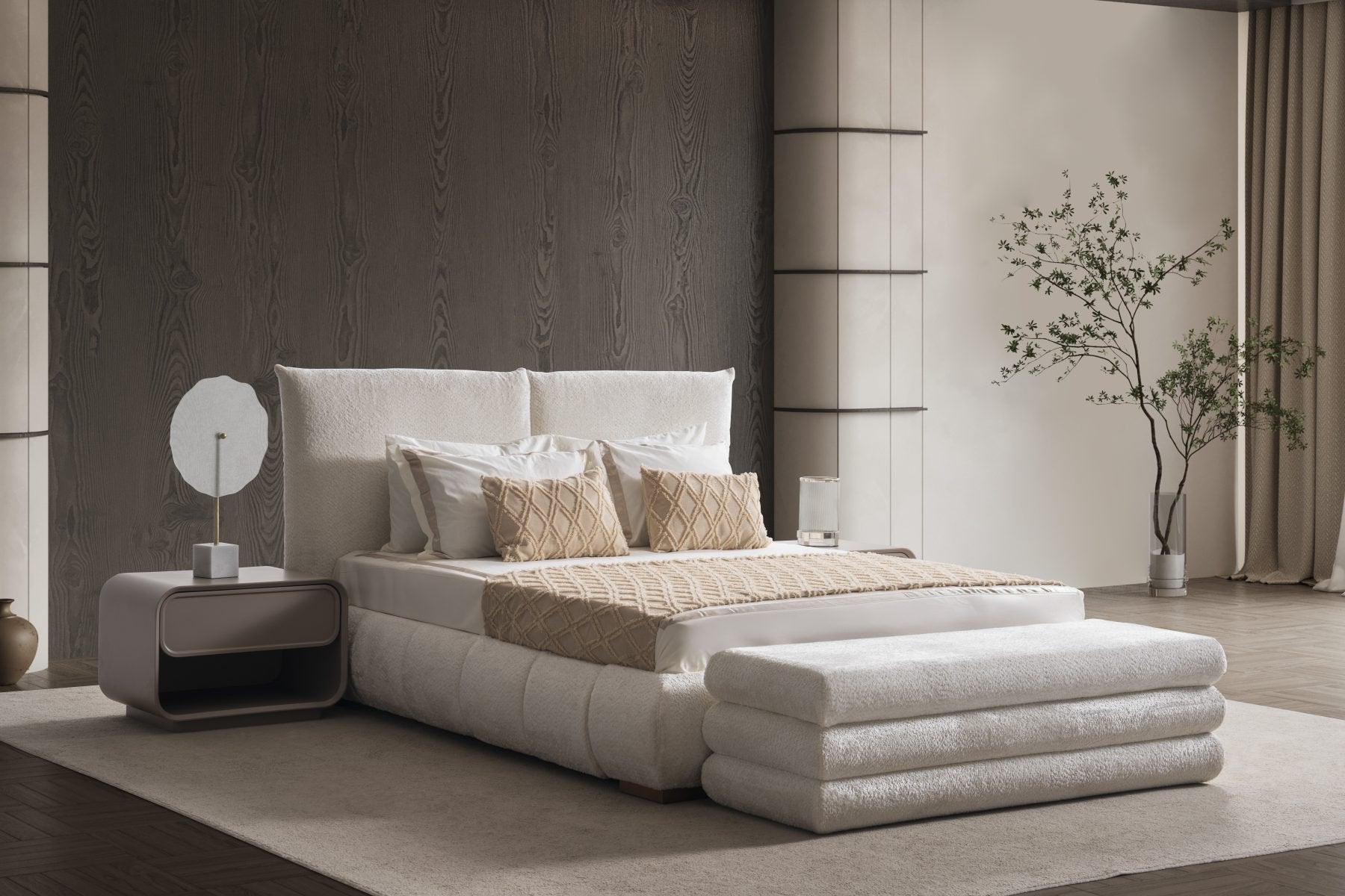 Тапицирано легло «Sky» с регулираща табла, с място за съхранение