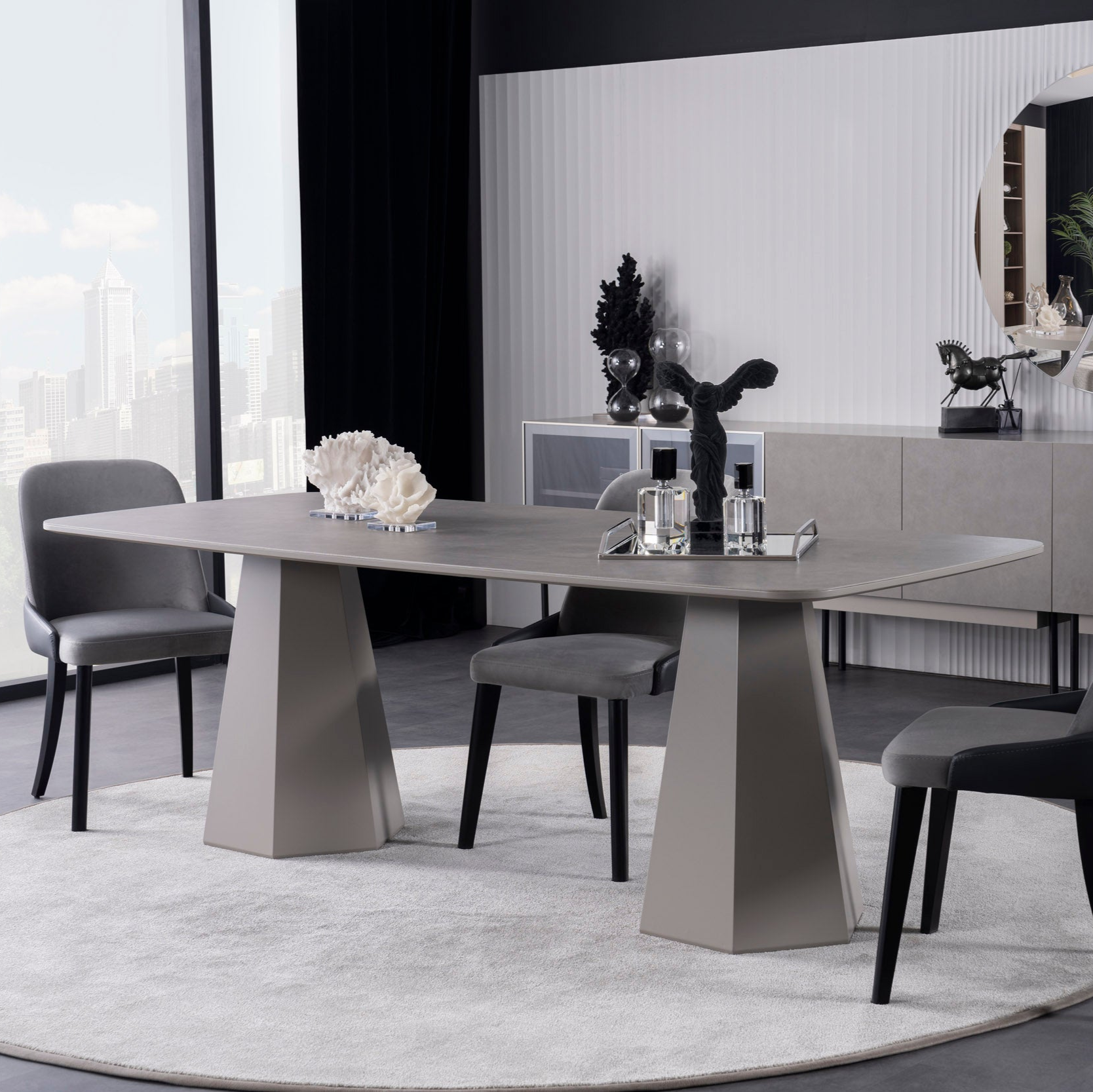 Трапезна маса «Puzzle Ellips» с керамичен плот, размер 226х78х100см