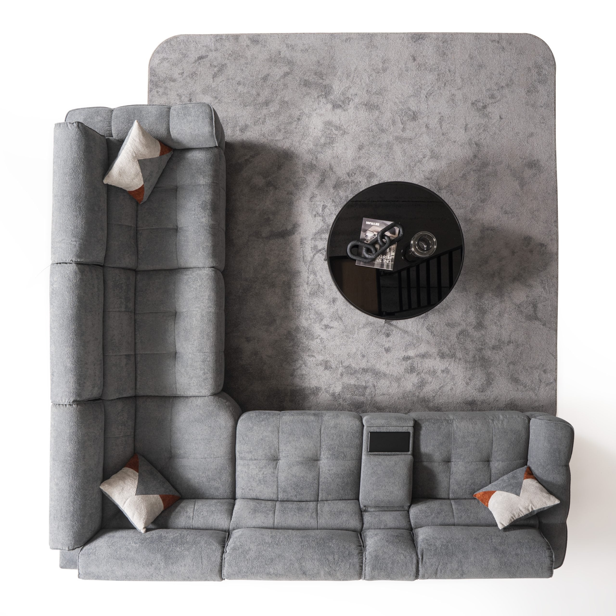 Модулен диван «Lara» + електрически механизъм, USB зарядна станция, конзолна масичка