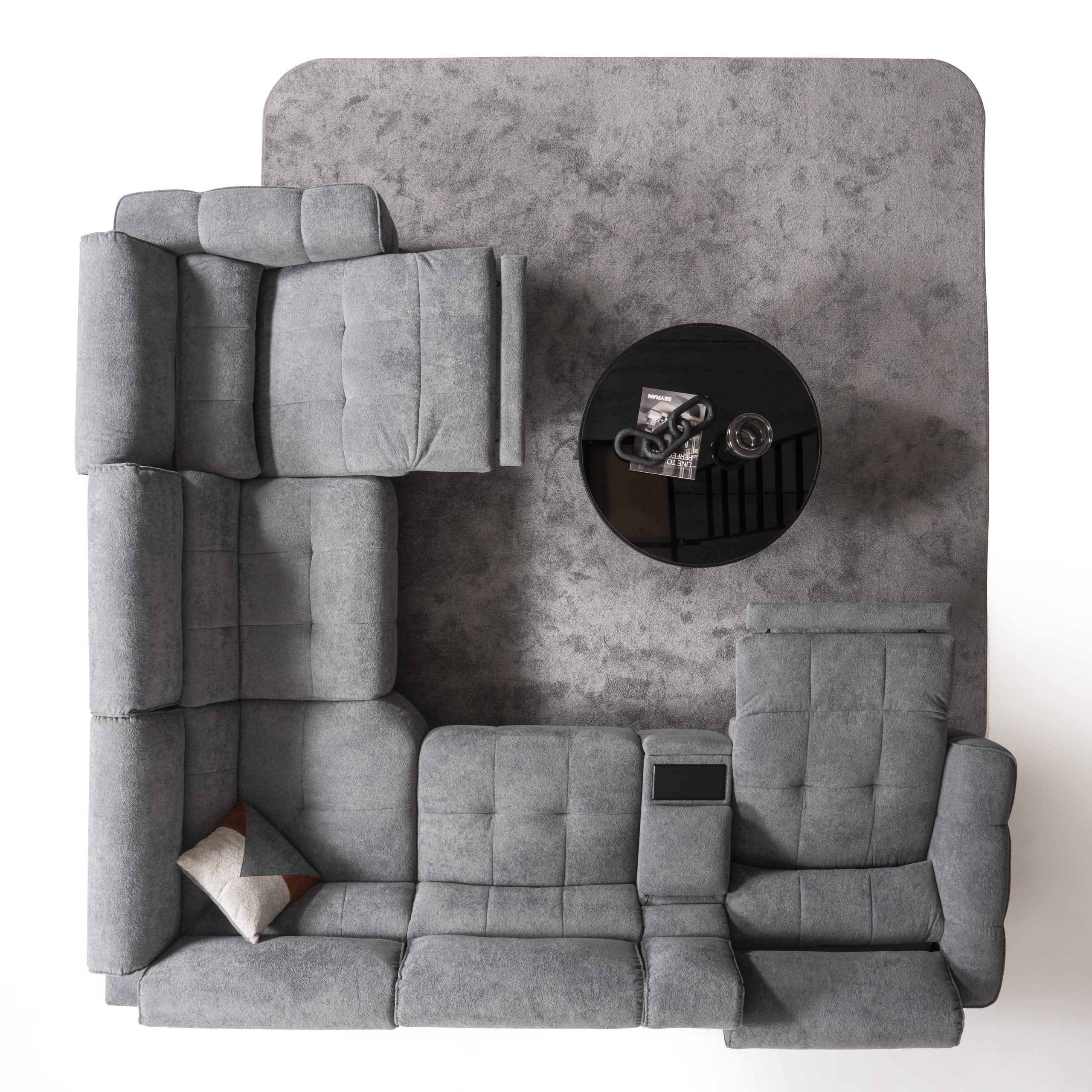 Модулен диван «Lara» + електрически механизъм, USB зарядна станция, конзолна масичка