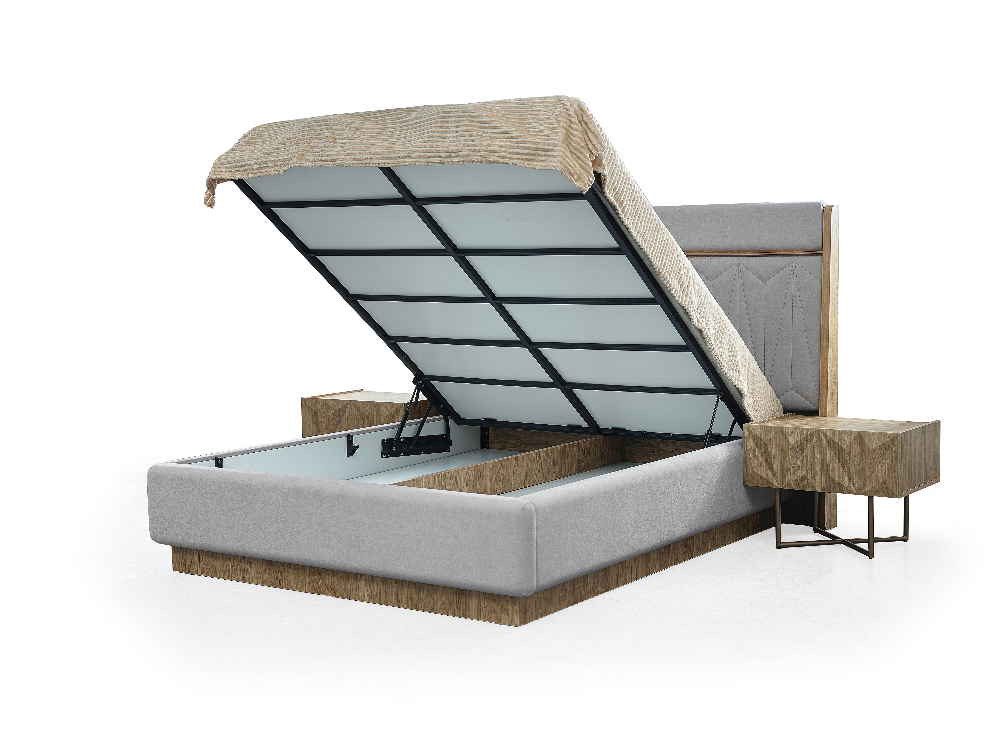 Тапицирано легло «Oslo» с място за съхранение, повдигащ механизъм