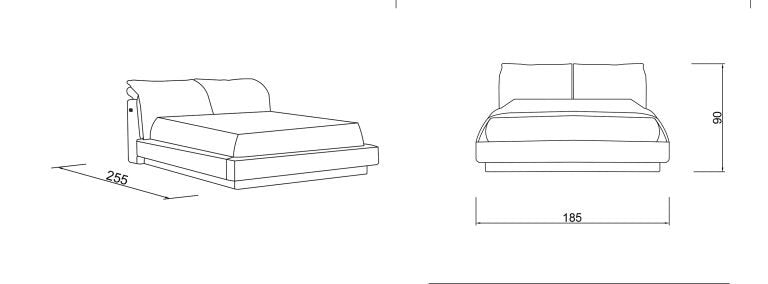 Тапицирано легло «Dubai» с регулираща се табла, с място за съхранение, USB зарядна станция
