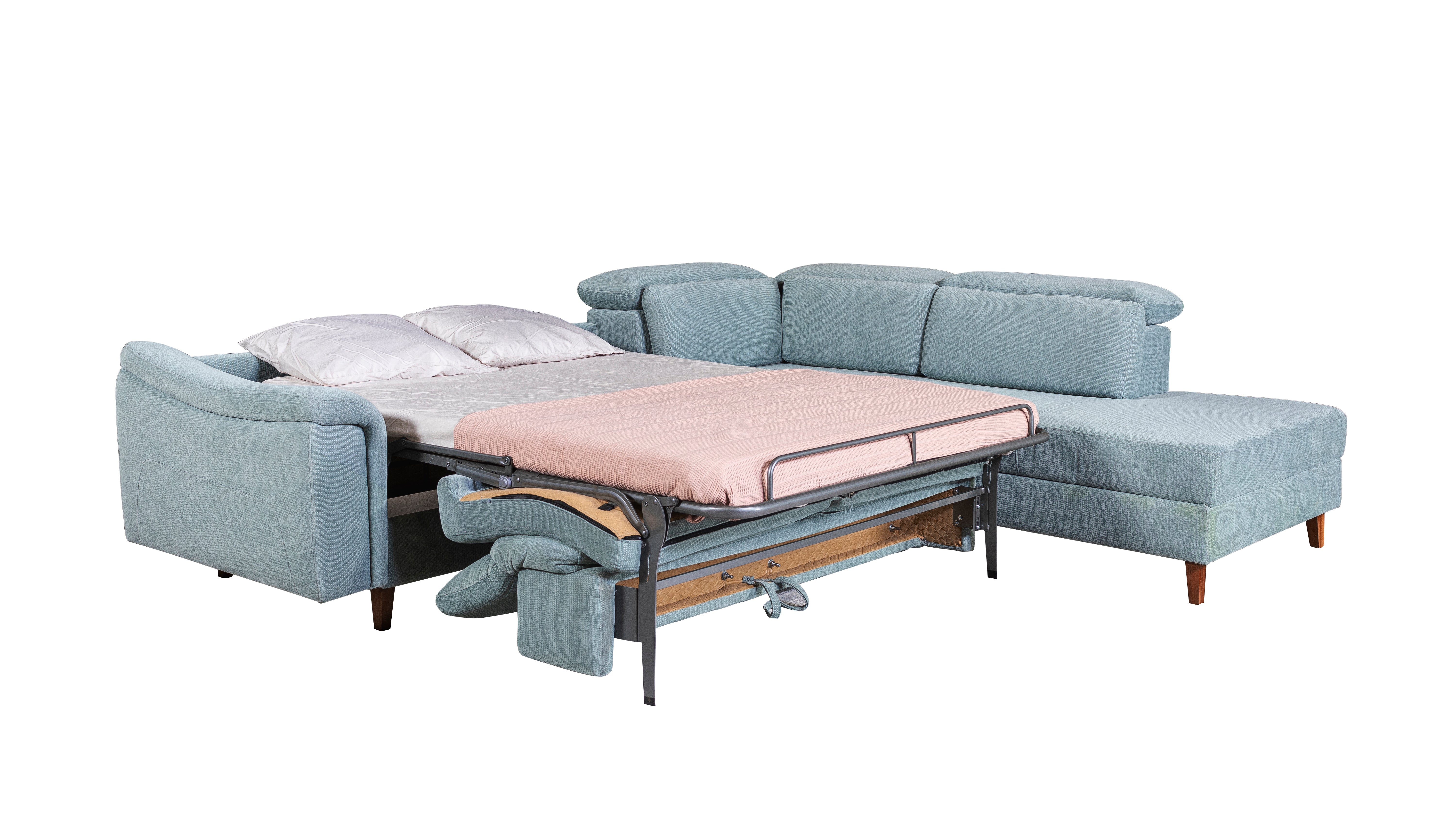 Ъглов разтегателен диван - легло «Fox» + четири декоративни възглавници, ширина 295см