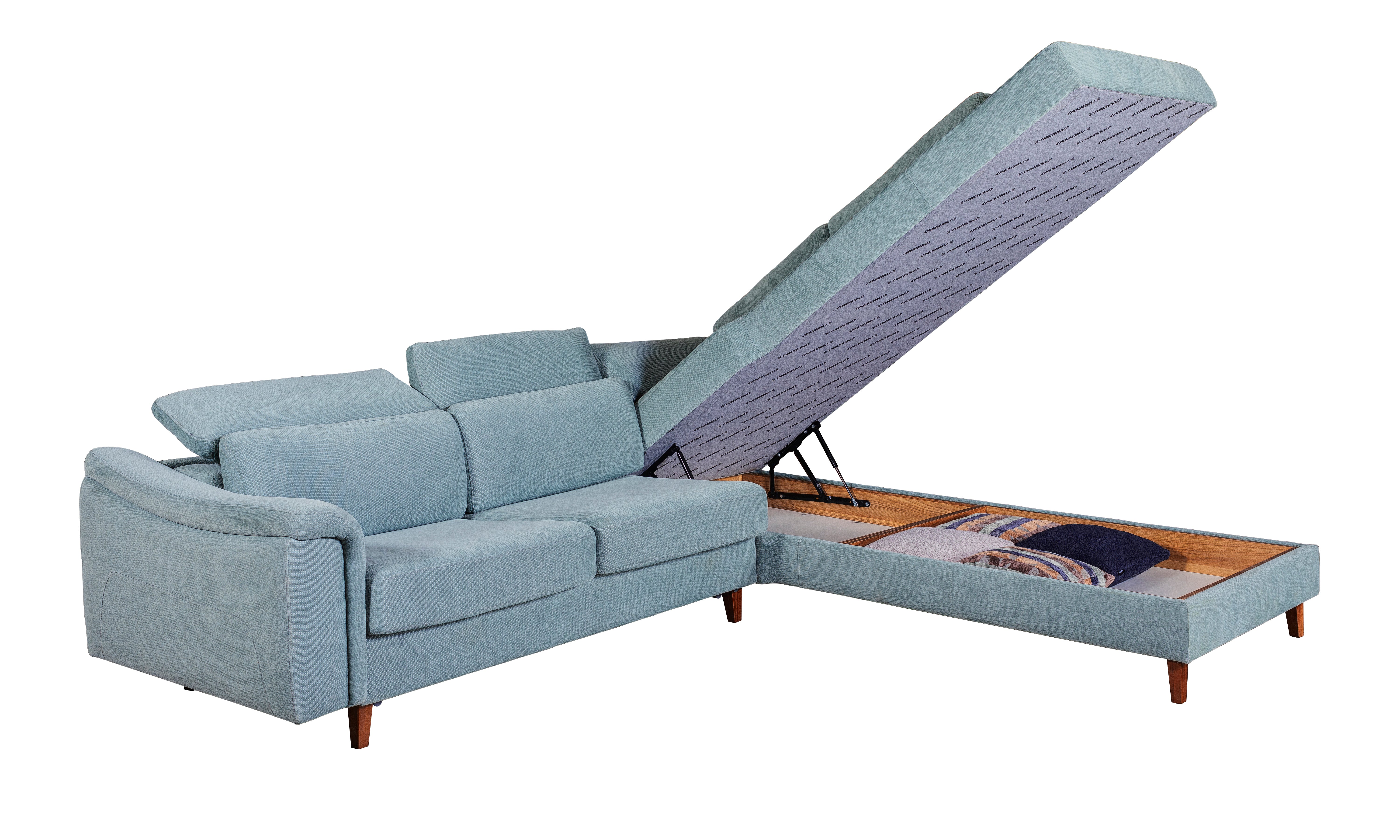 Ъглов разтегателен диван - легло «Fox» + четири декоративни възглавници, ширина 295см