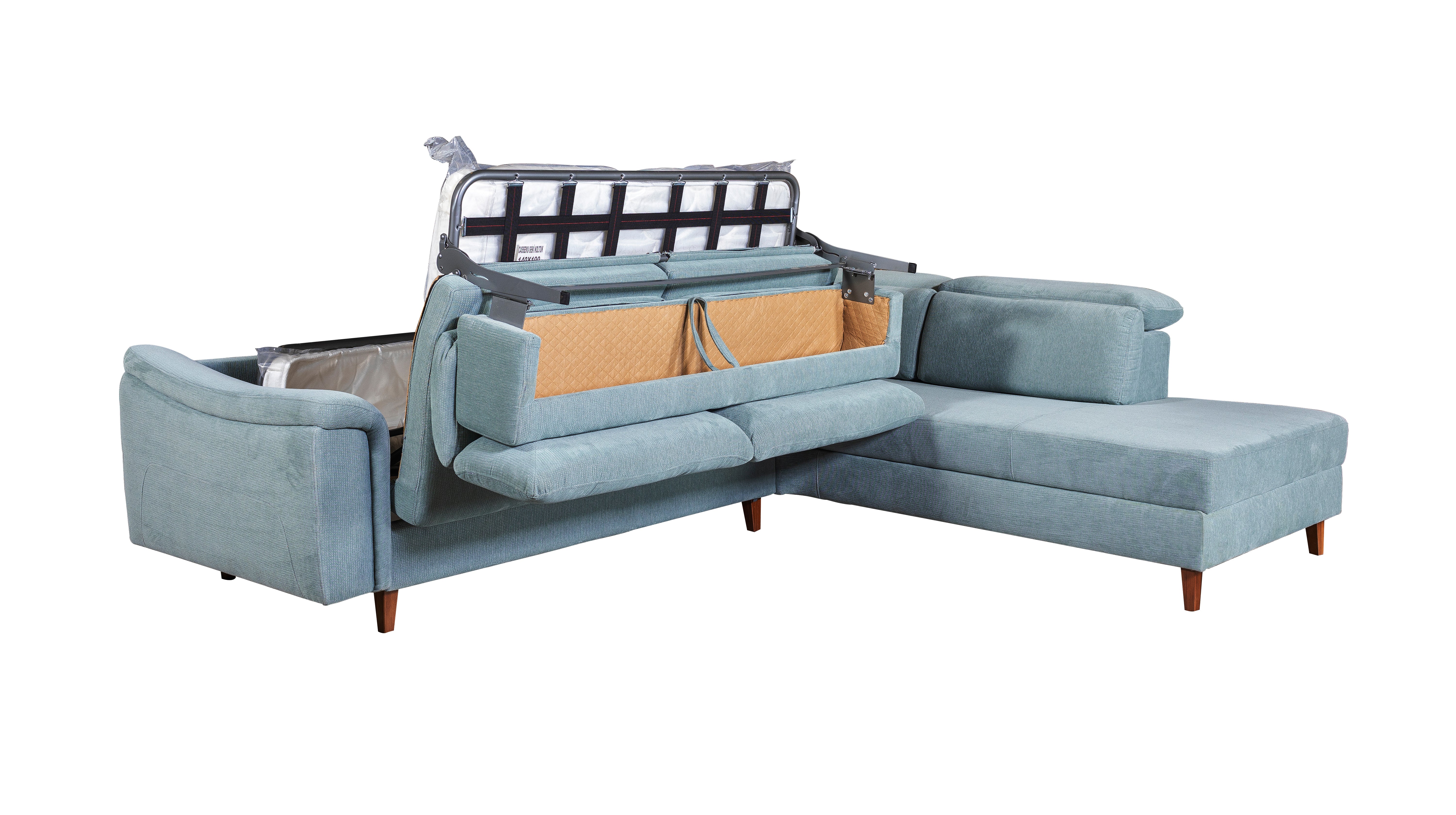 Ъглов разтегателен диван - легло «Fox» + четири декоративни възглавници, ширина 295см