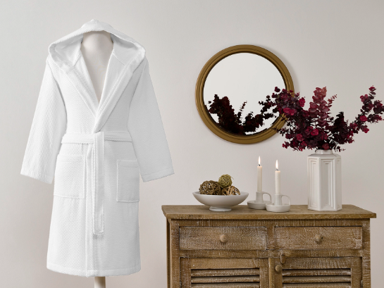 Халат за баня «Fashion Line Beyaz» с качулка, размер L