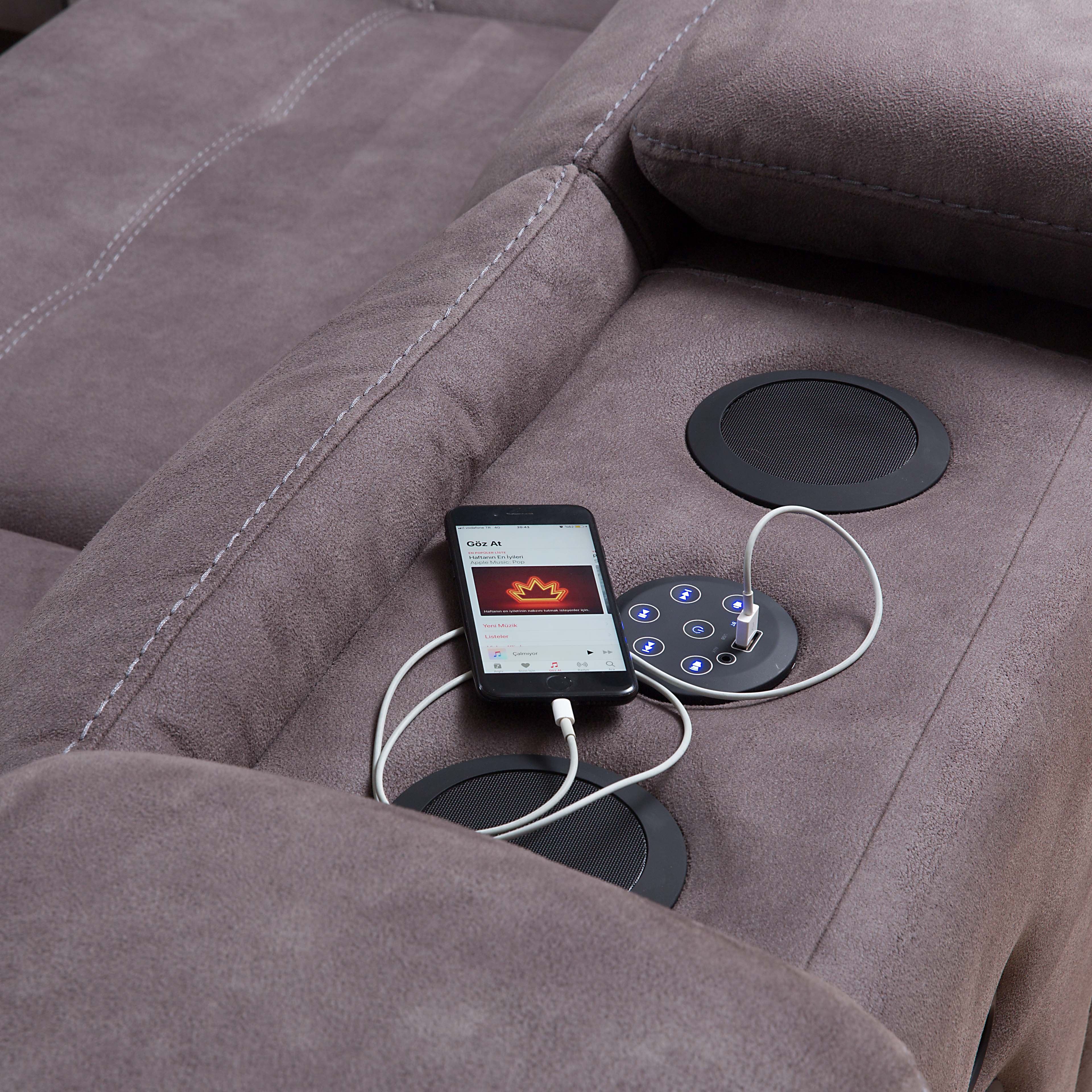 Модулен разтегателен диван «Gizem» + електрически механизъм, USB зарядна станция