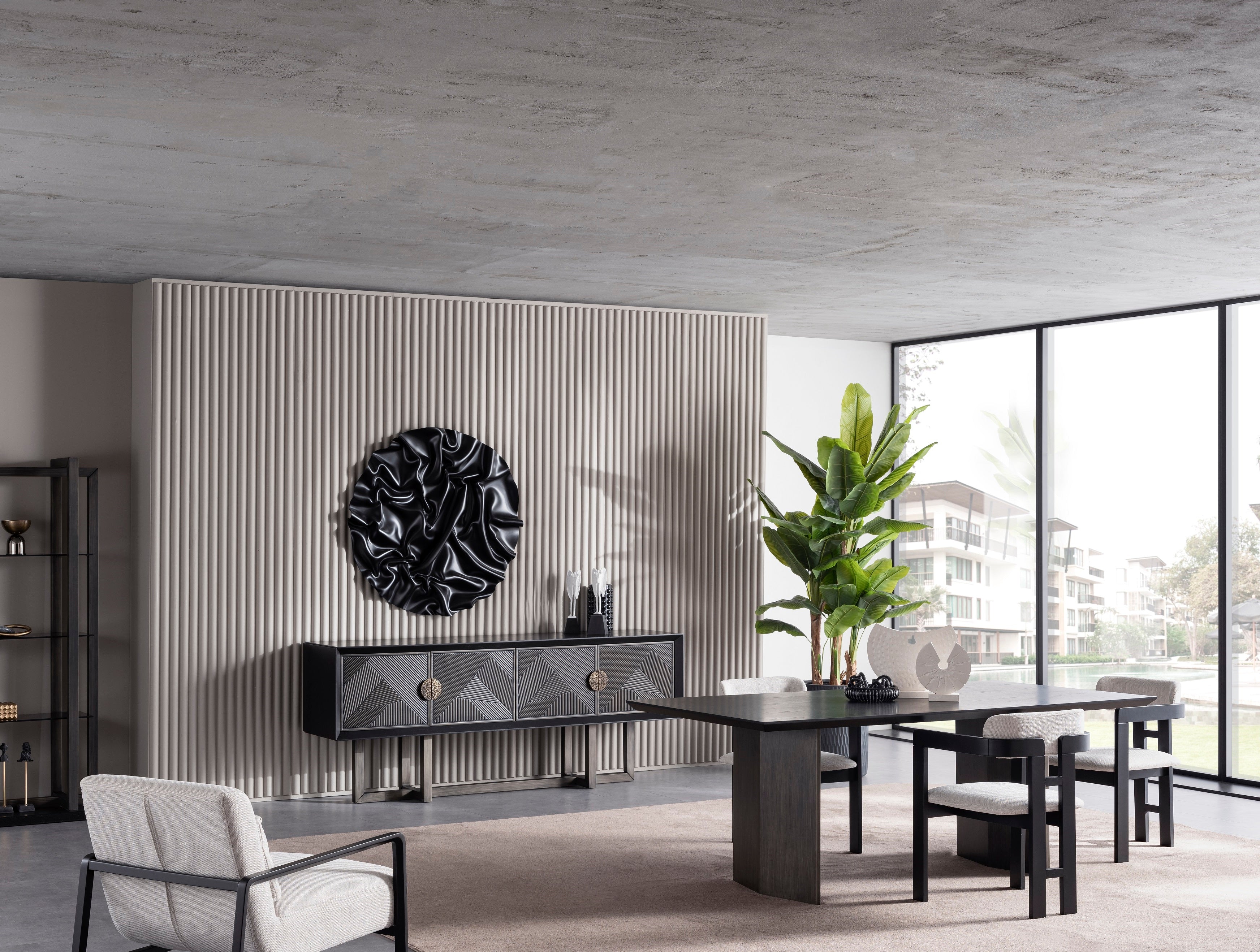 Бюфет «Cross» с естествен фурнир, два цвята, размер 220х87х48см