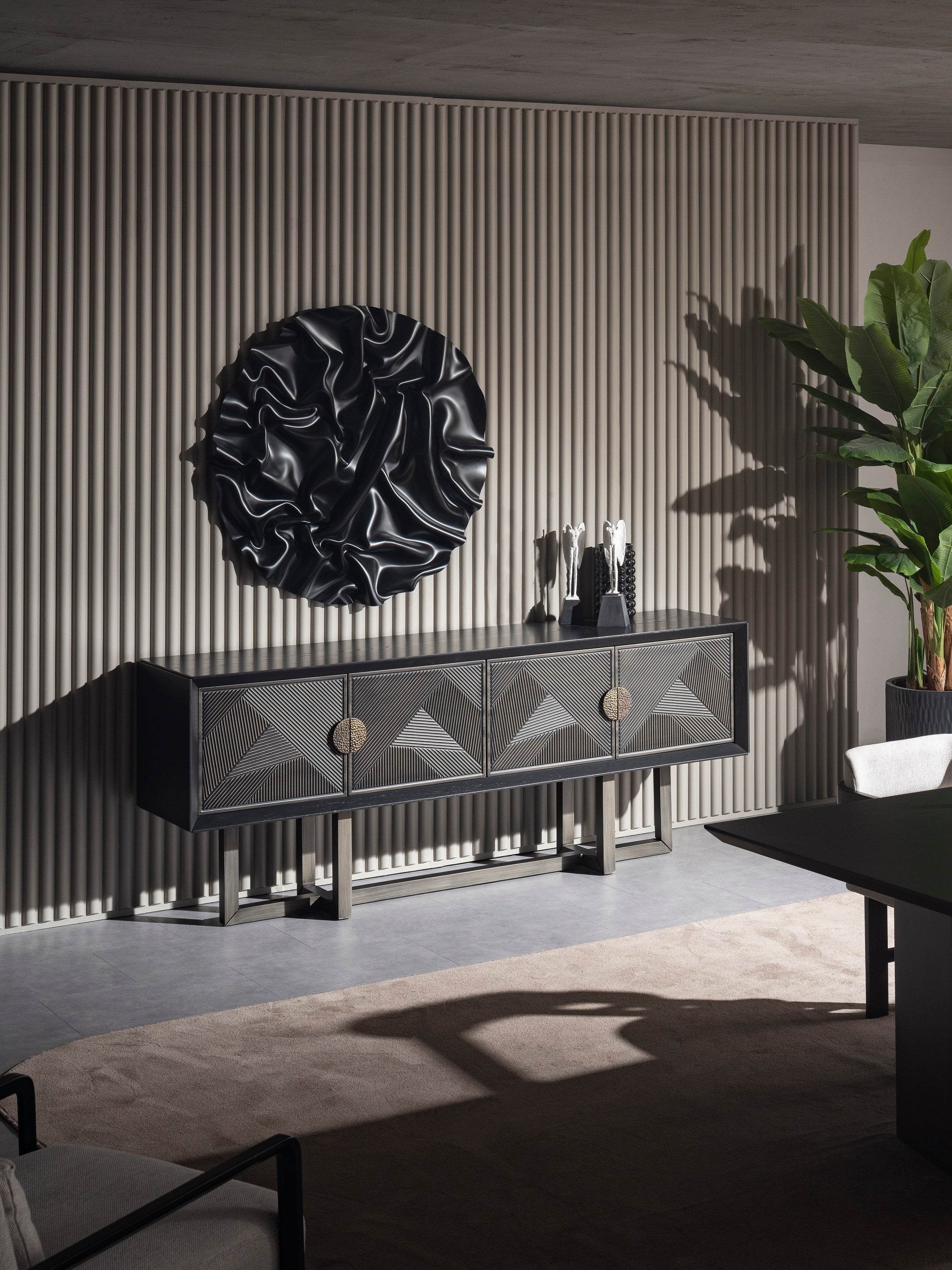 Бюфет «Cross» с естествен фурнир, два цвята, размер 220х87х48см