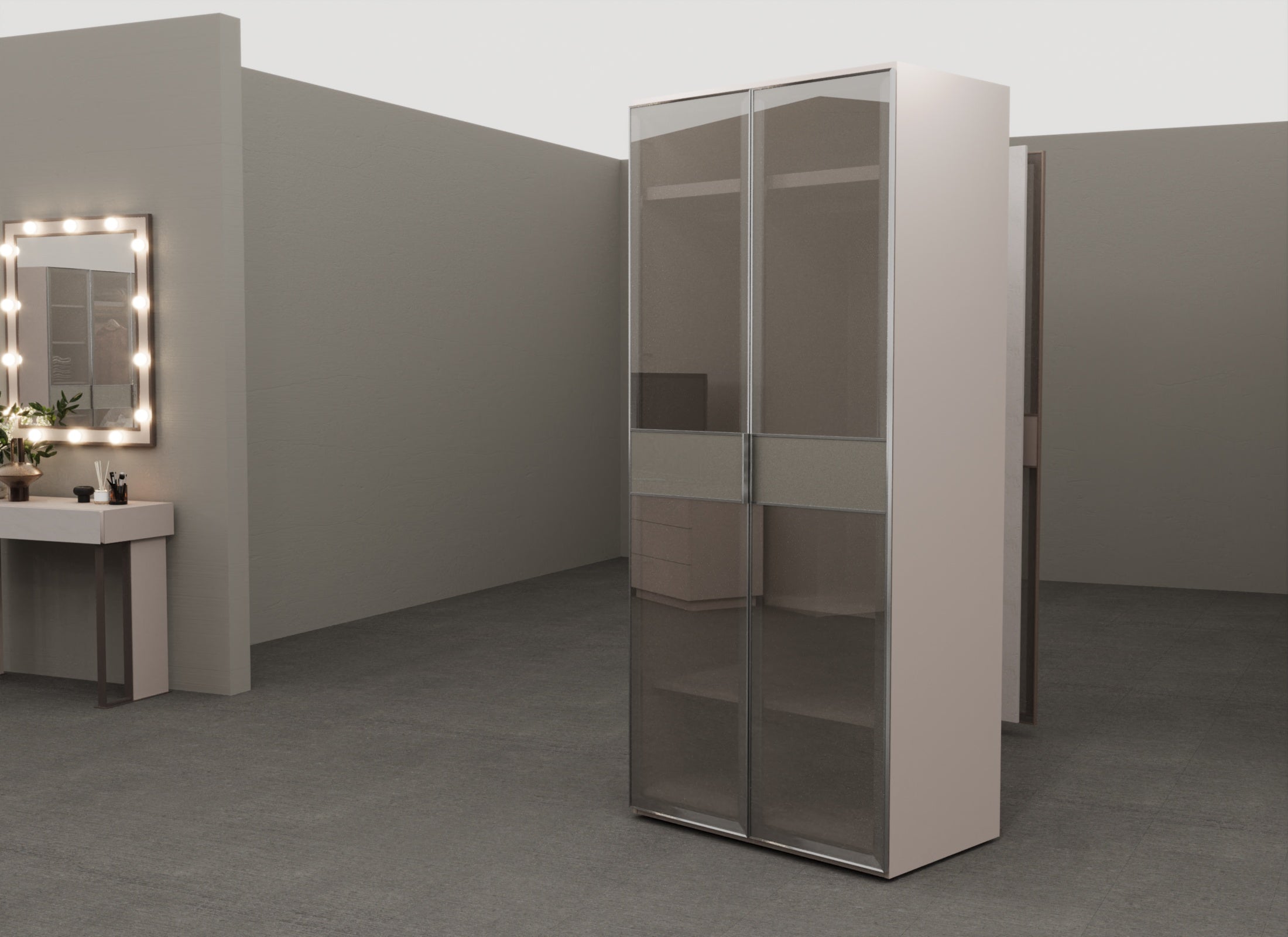 Модулен гардероб «Kasmir» - 5 модула, с осветление, стъклени врати