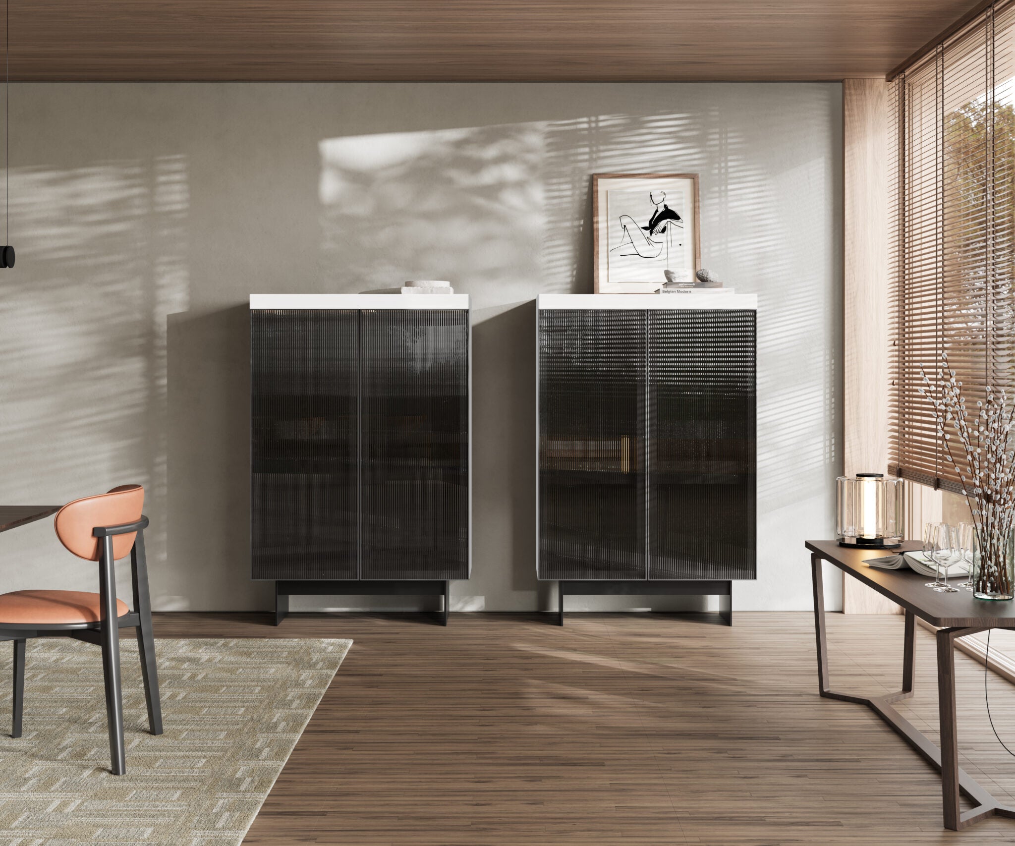 Витрина «Hiro» с релефно стъкло, размер 110х160х51см