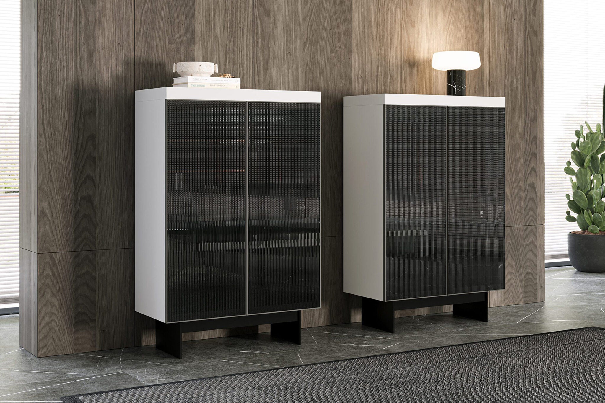 Витрина «Hiro» с релефно стъкло, размер 110х160х51см