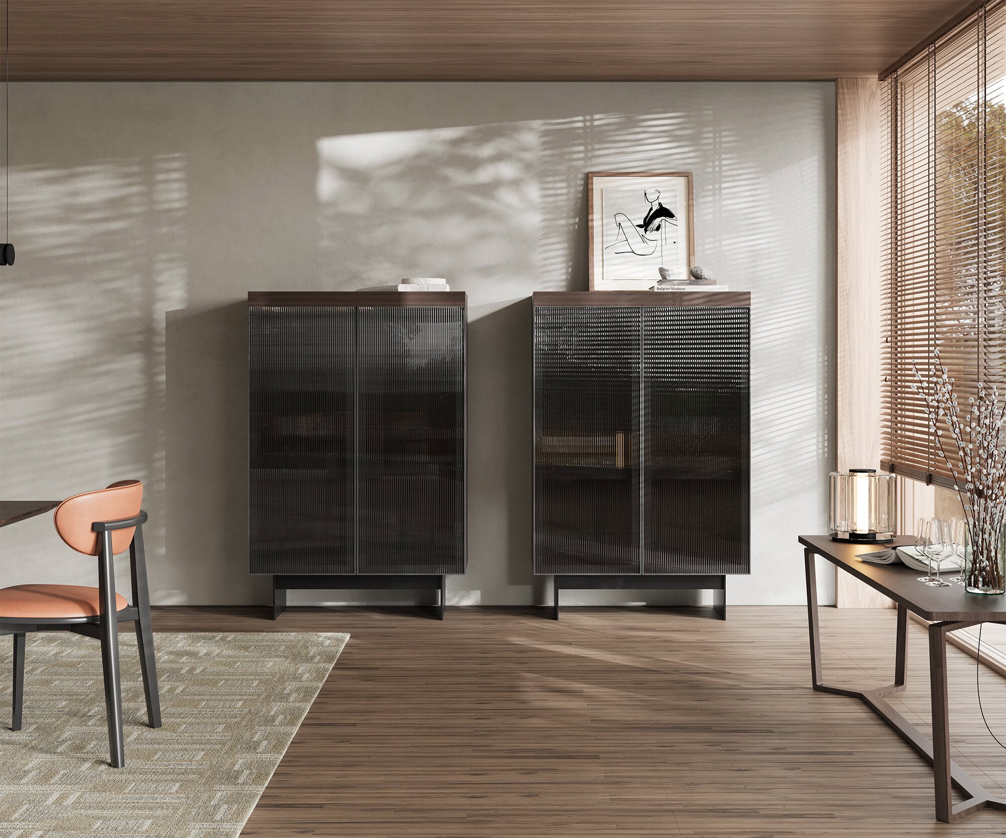 Витрина «Hiro» с релефно стъкло, размер 110х160х51см