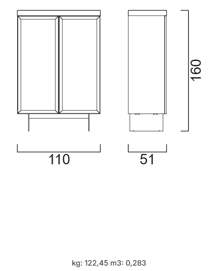 Витрина «Hiro» с релефно стъкло, размер 110х160х51см