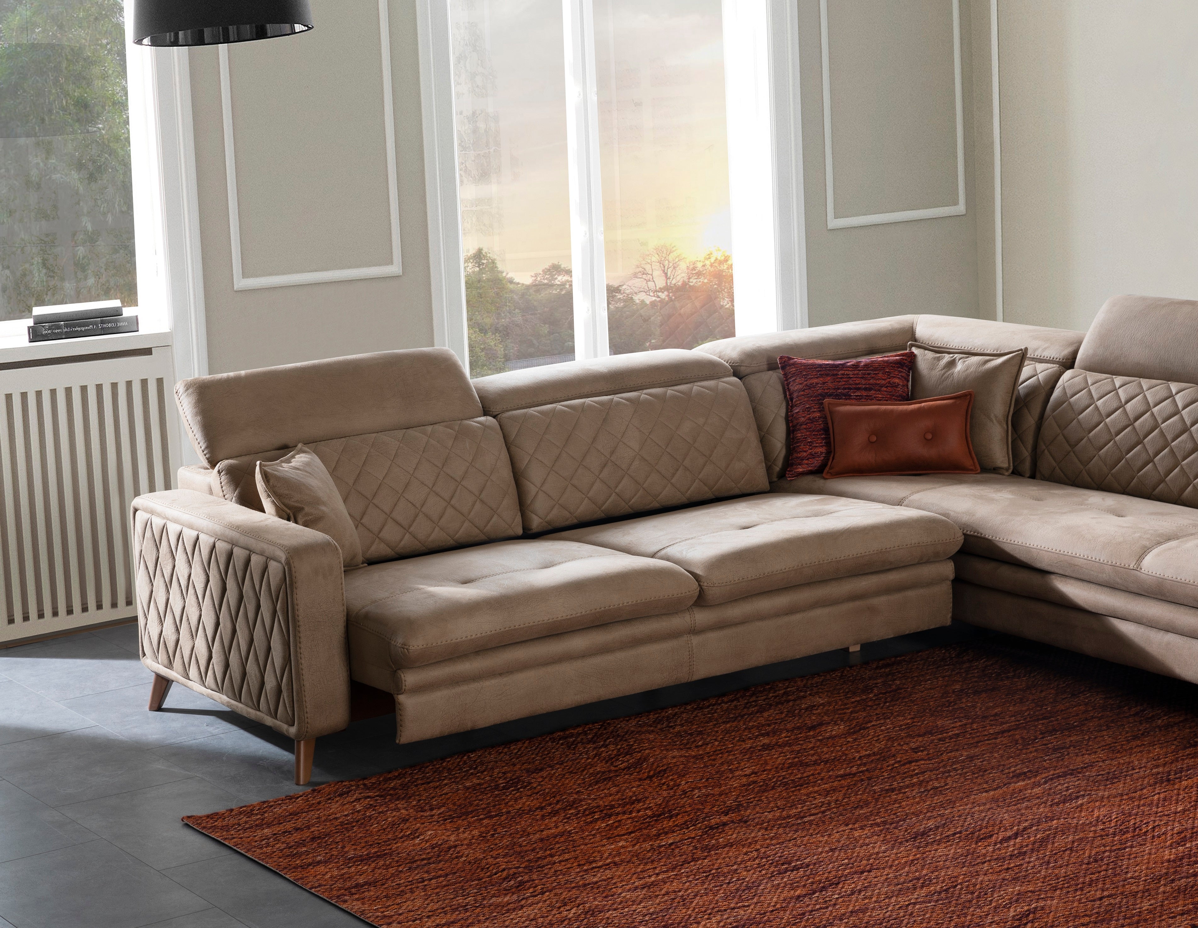 Модулен разтегателен диван «Horasan» + електрически механизъм, USB зарядна станция