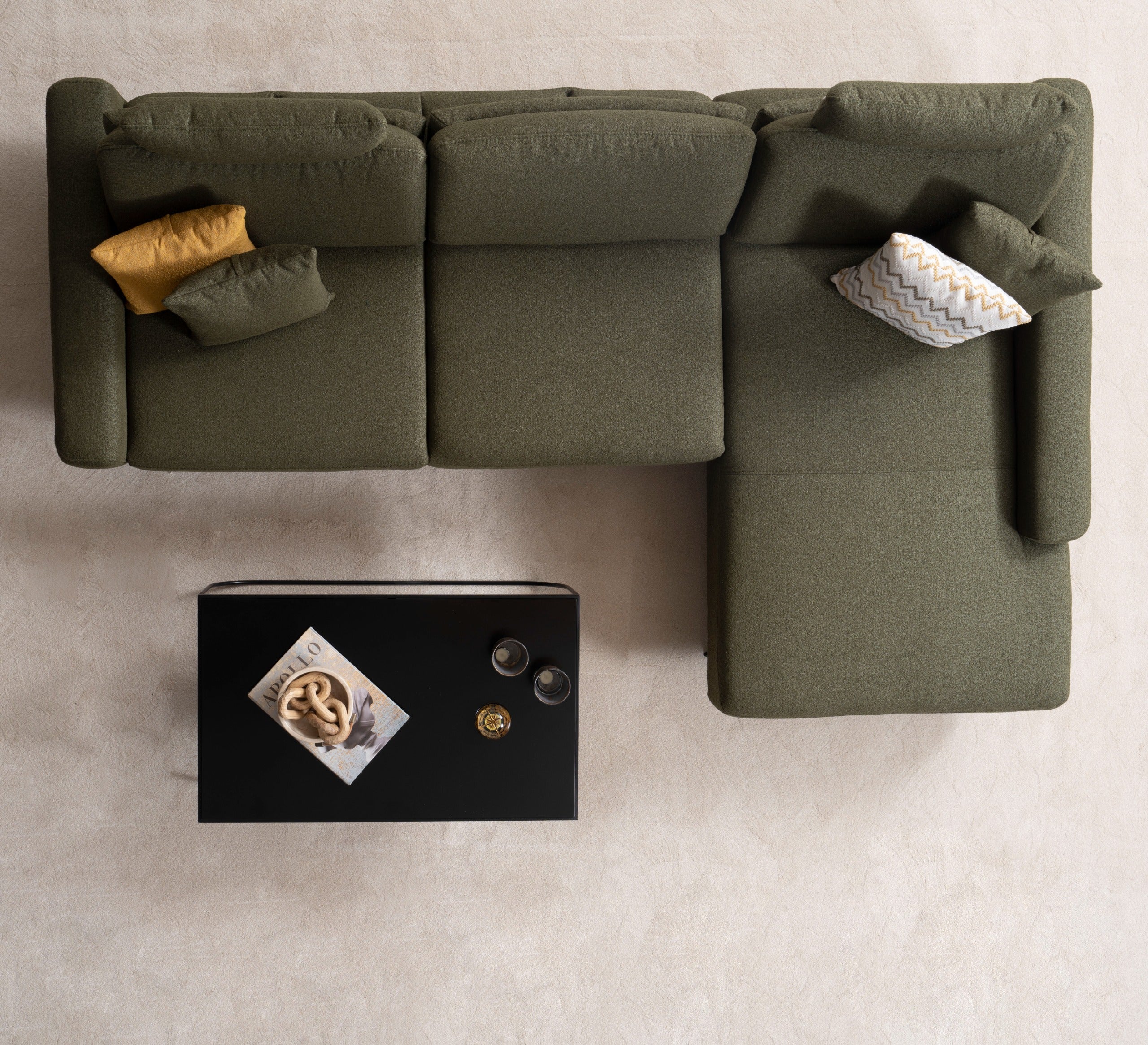 Ъглов разтегателен диван «Goynuk Relax» + четири декоративни възглавници, ширина 270см