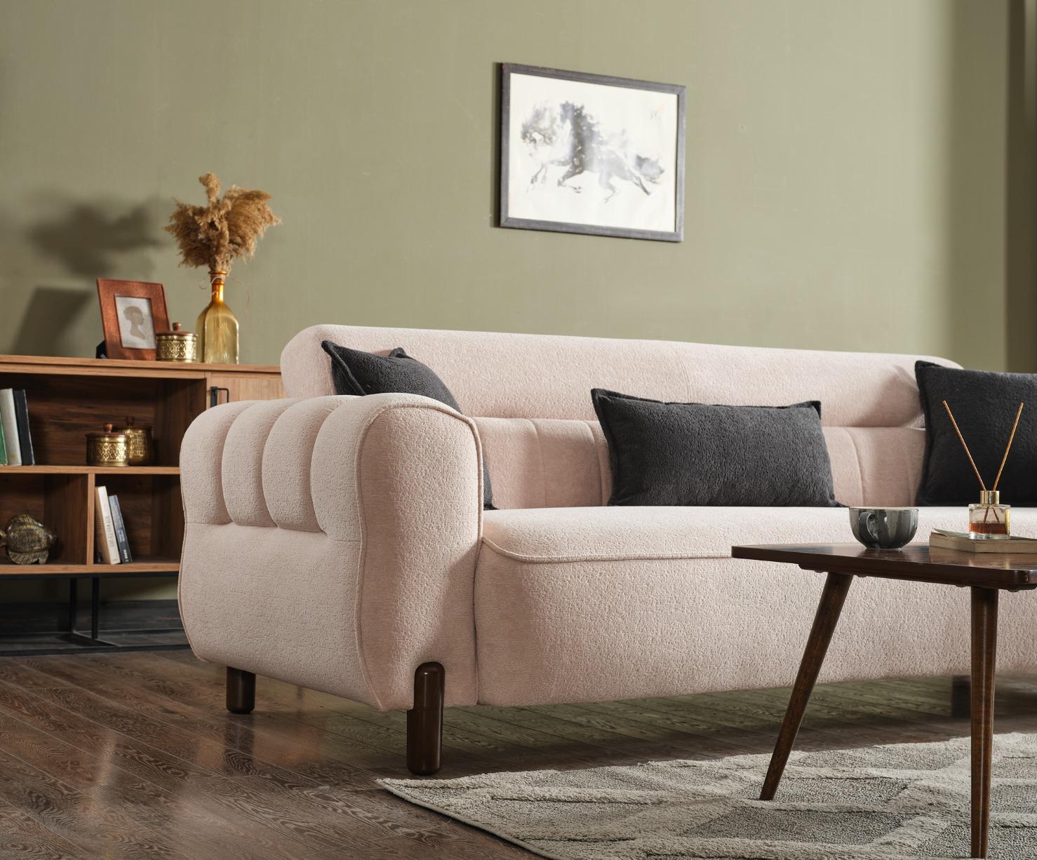 Триместен разтегателен диван «Madrid» + 2 декоративни възглавници, с място за съхранение, ширина 247см