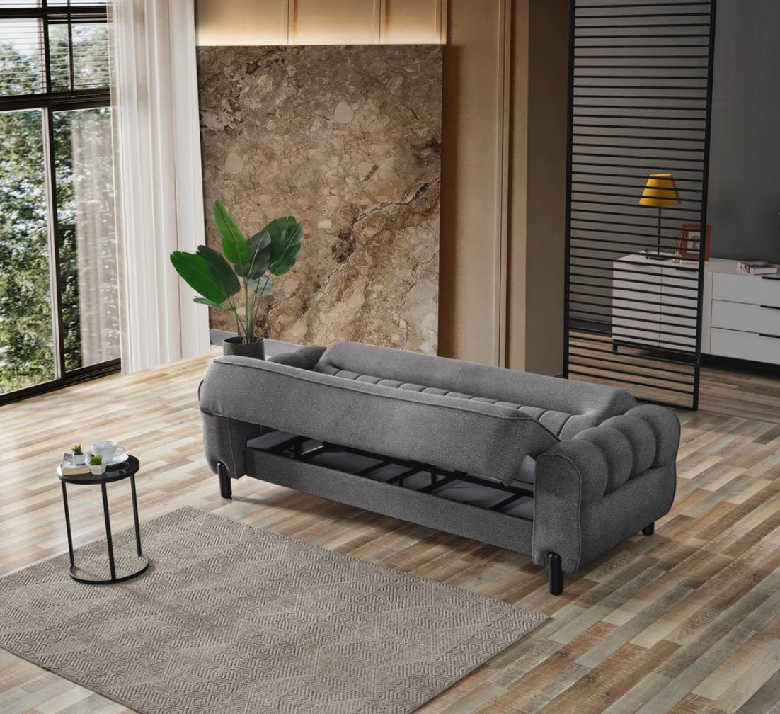 Триместен разтегателен диван «Madrid» + 2 декоративни възглавници, с място за съхранение, ширина 247см