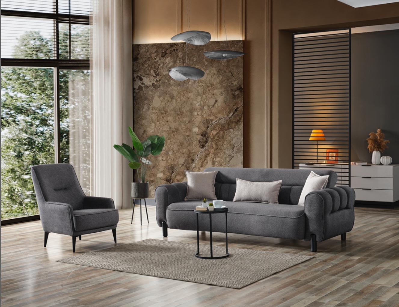 Триместен разтегателен диван «Madrid» + 2 декоративни възглавници, с място за съхранение, ширина 247см