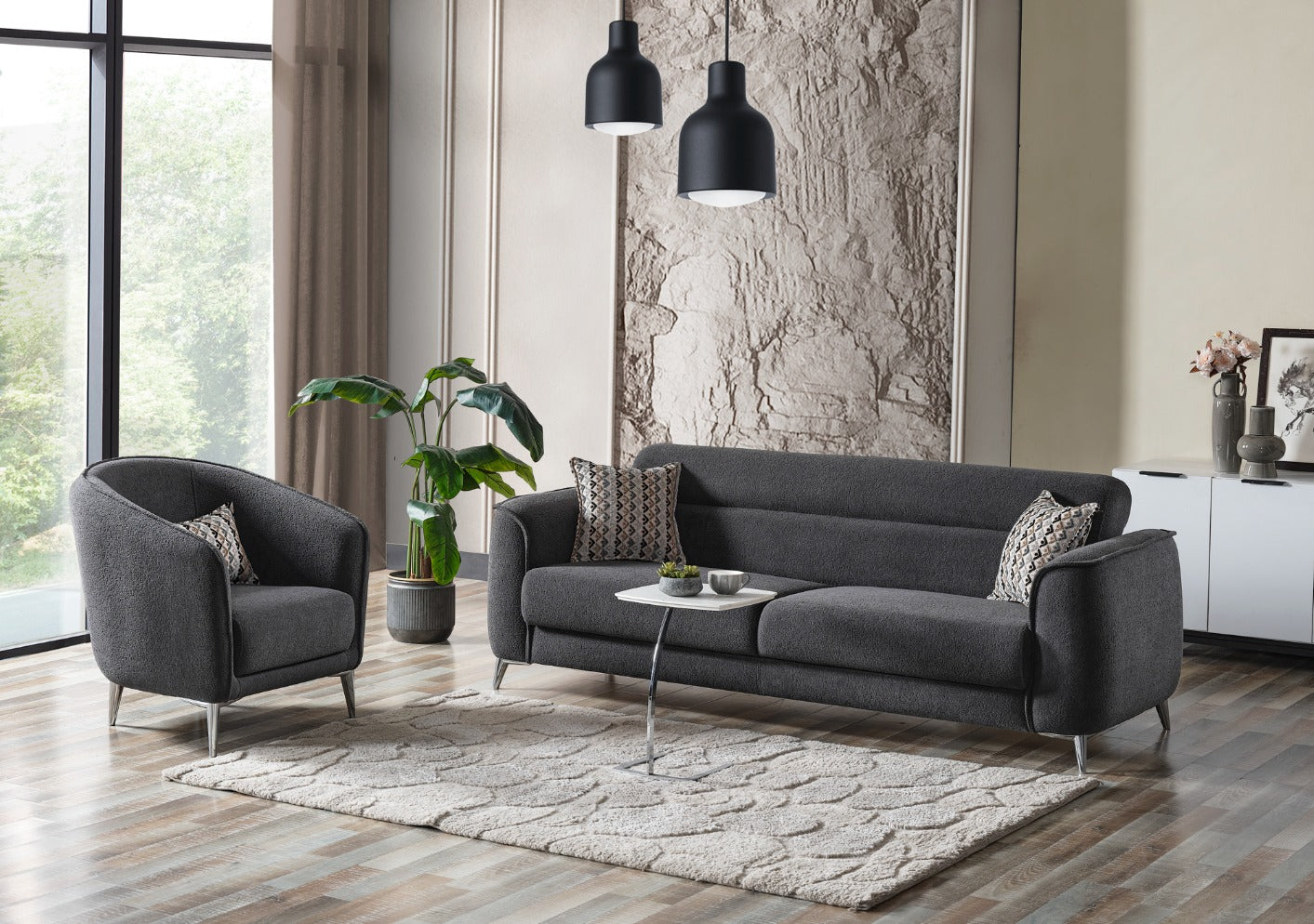 Триместен разтегателен диван «Leon» + 2 декоративни възглавници, с място за съхранение, ширина 237см