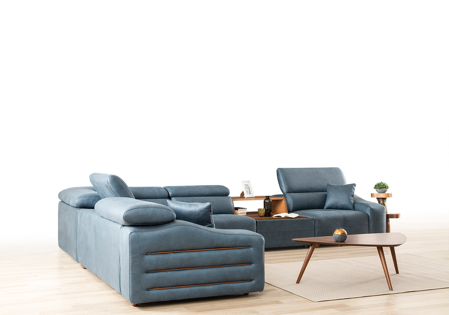 Ъглов разтегателен диван «Azra» + електрически механизъм, USB зарядна станция, ширина 390см