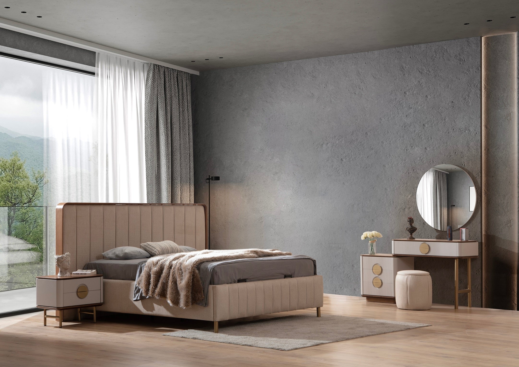 Тоалетка «Viola» + огледало и скрин с три чекмеджета, размер 145х84х45см