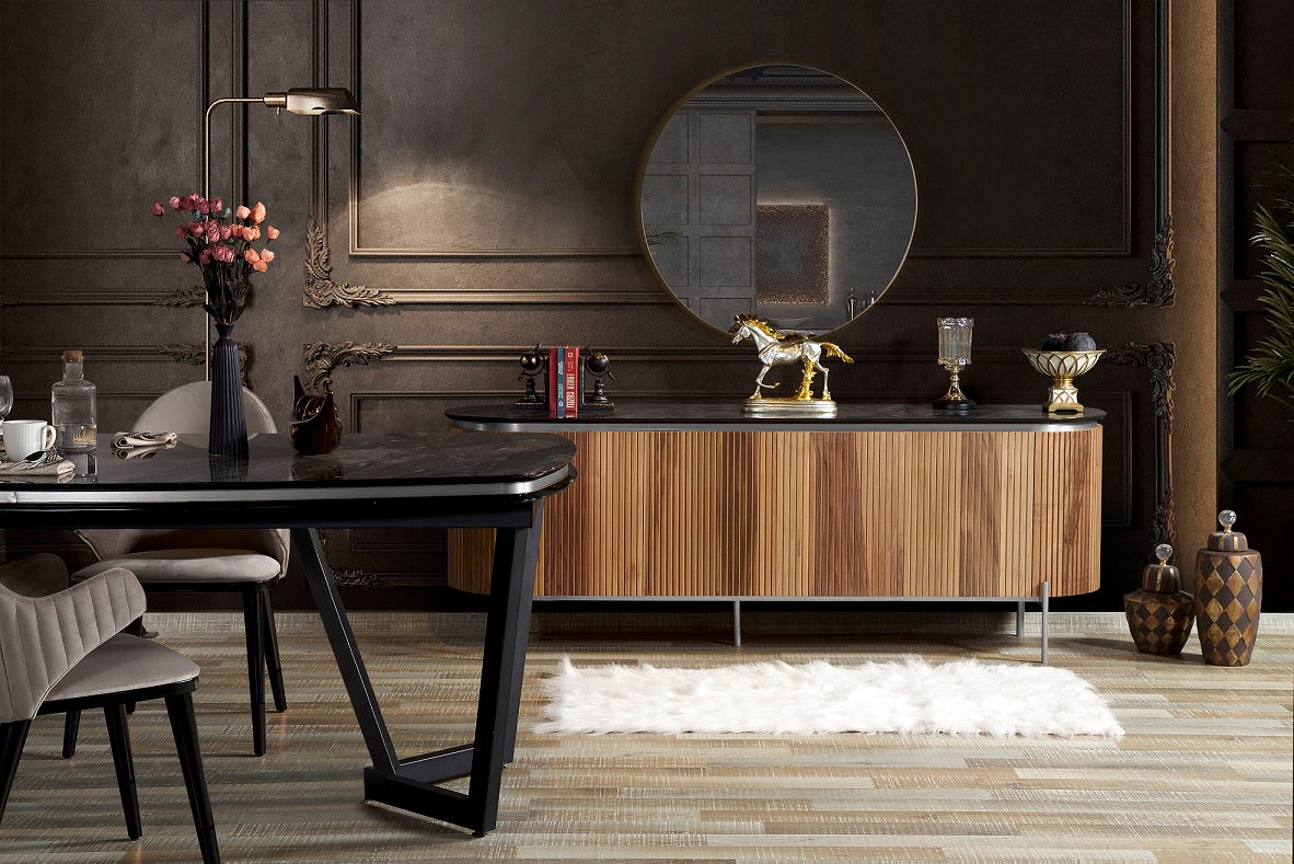 Трапезна разтегателна маса «Tesla Walnut» с размер 165х78х104см