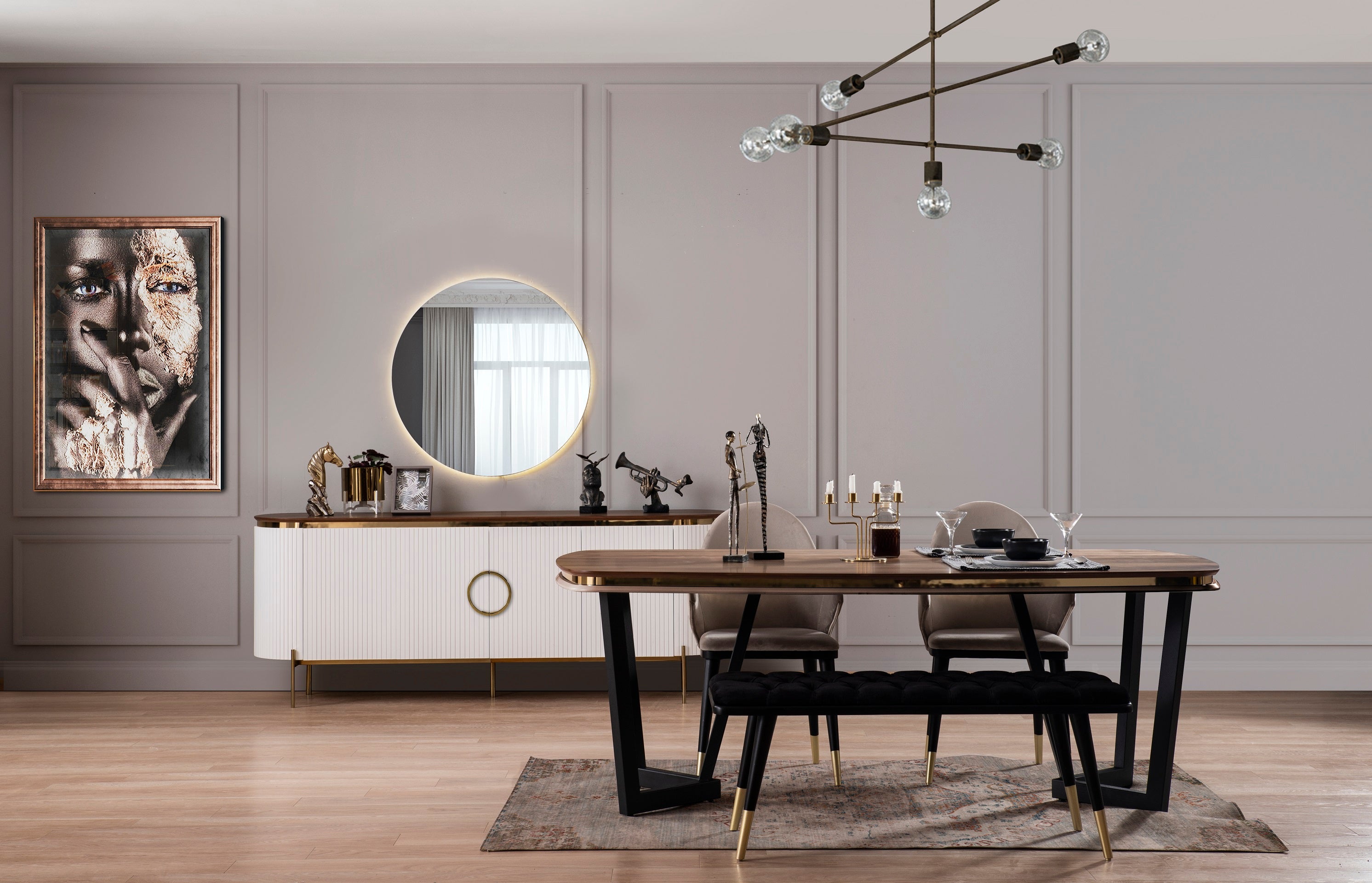 Бюфет «Tesla Ecru & Gold» с размер 208х78х52см