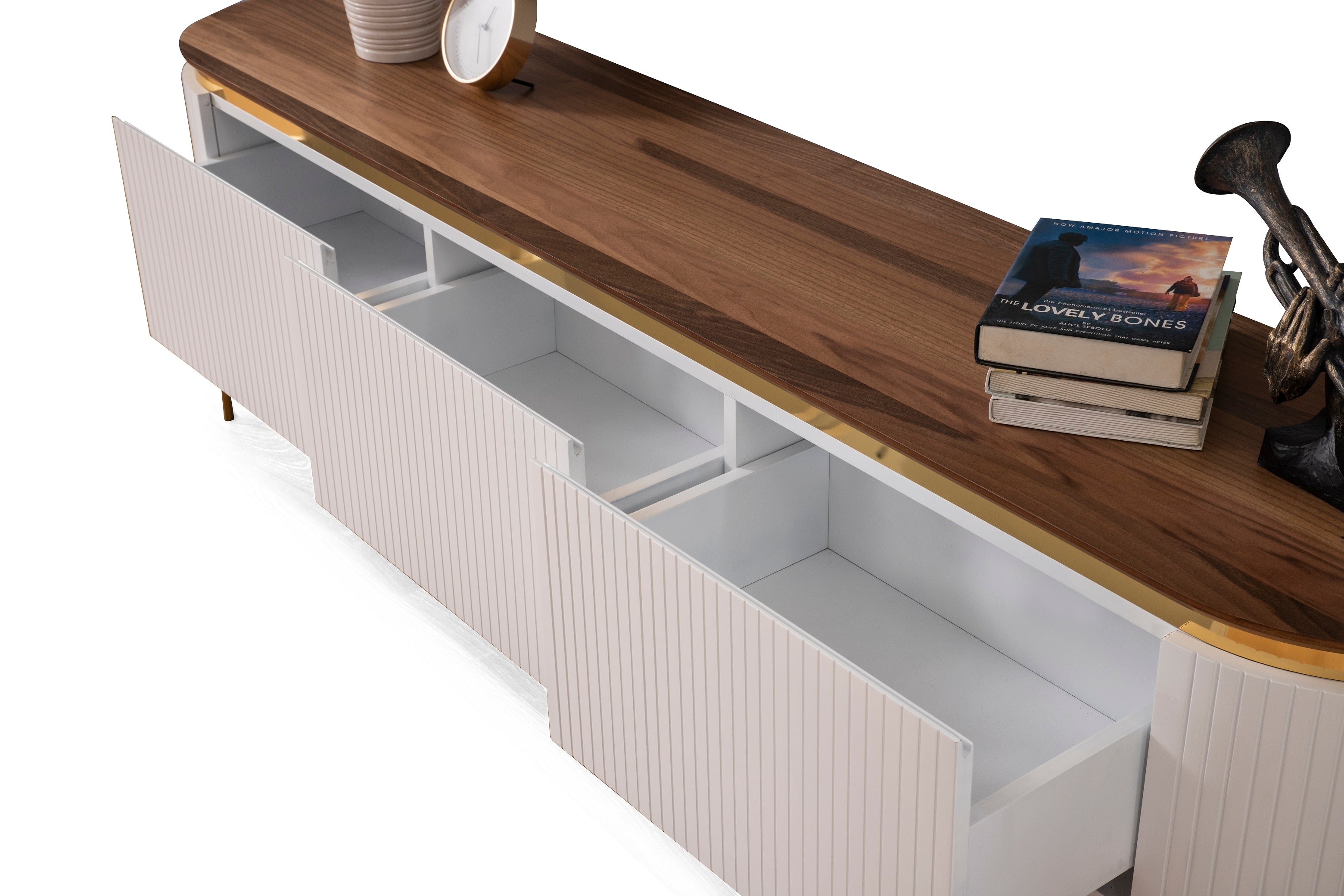 ТВ шкаф «Tesla Ecru & Gold» с размер 208х57х42см