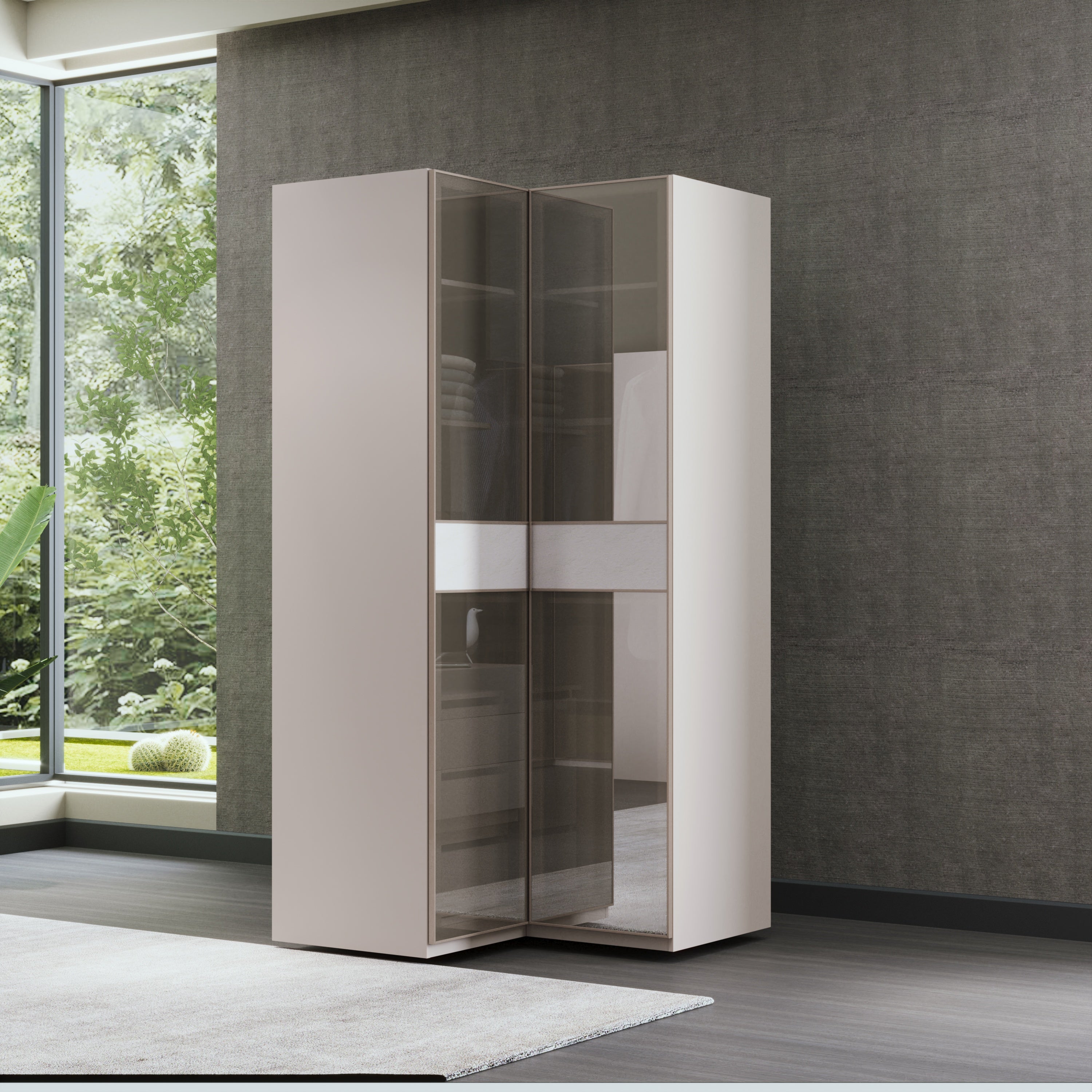 Модулен гардероб «Kasmir» - 5 модула, с осветление, стъклени врати