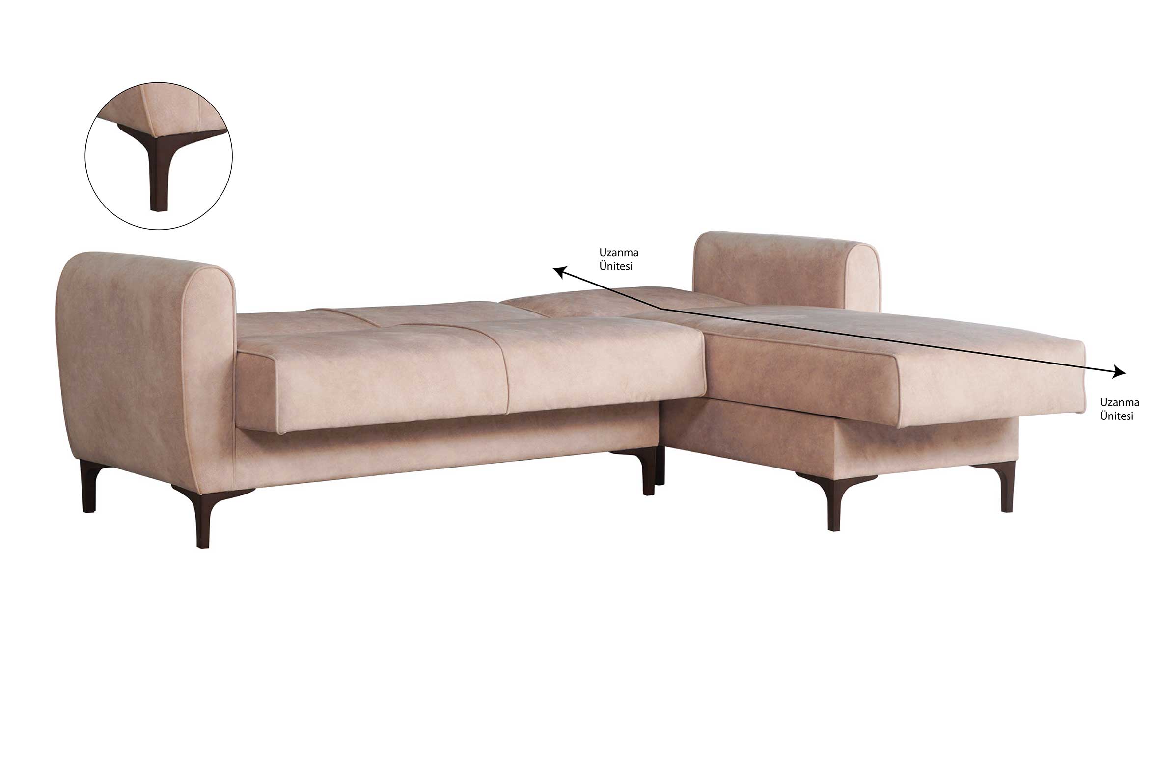 Ъглов разтегателен диван «Leo» + две декоративни възглавници, с място за съхранение, ширина 226см