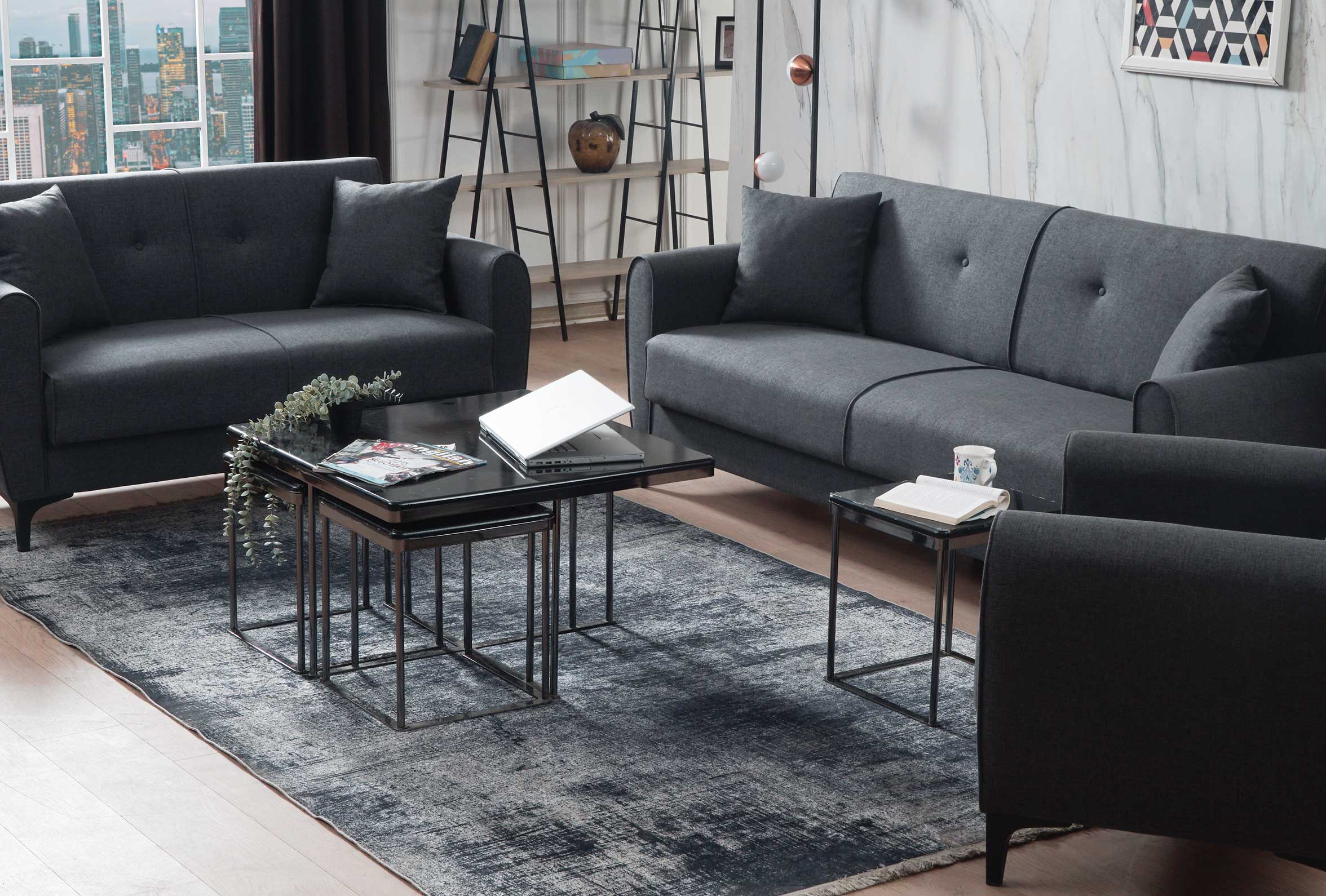 Триместен разтегателен диван «Leo» + 2 декоративни възглавници, ширина 210см