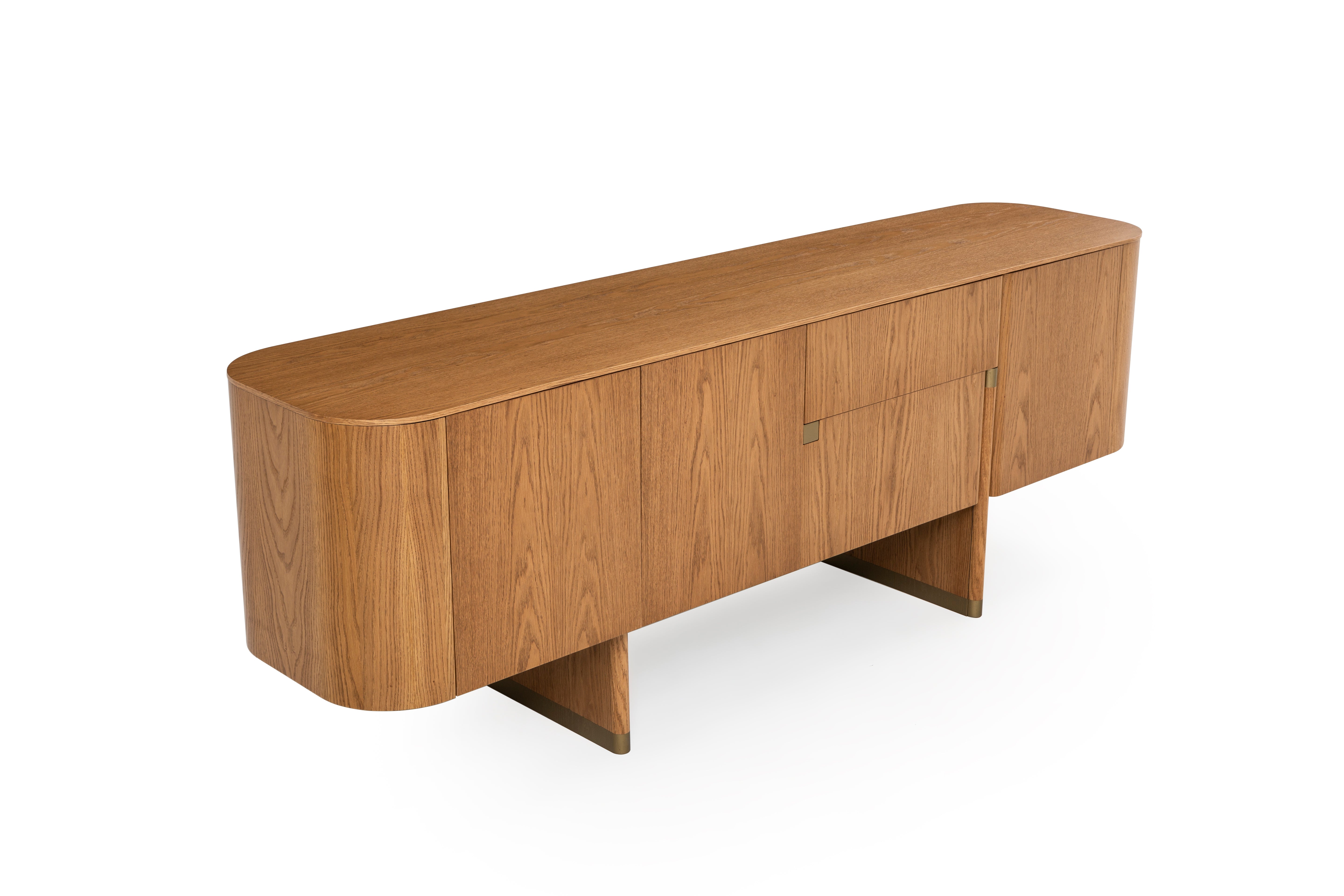 Бюфет «Delta Acik Bej» с естествен фурнир, с две чекмеджета, размер 220х79х51см