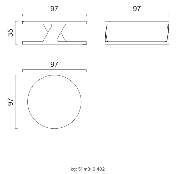 Холна маса «Linus» с керамичен плот, размер 97х35х97см