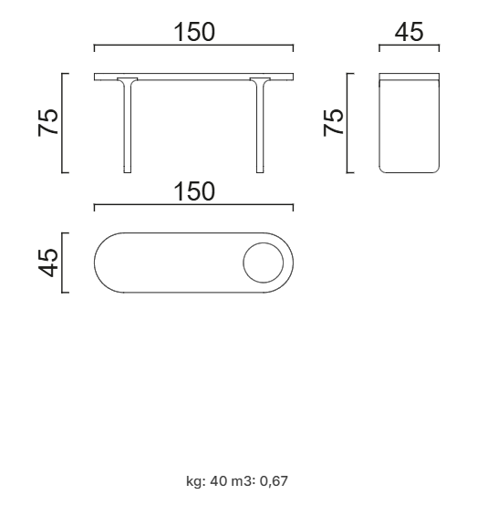 Тоалетка «Max» с естествен фурнир и плот с травертин, размер 150х75х45см