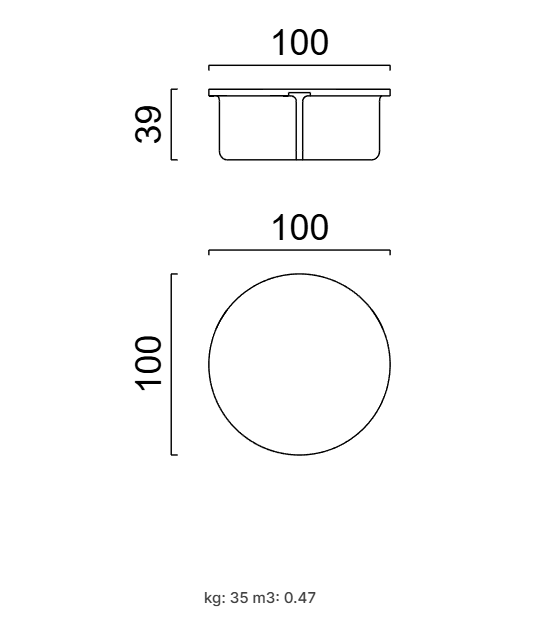 Холна маса «Max» с естествен фурнир, размер 100х39х100см