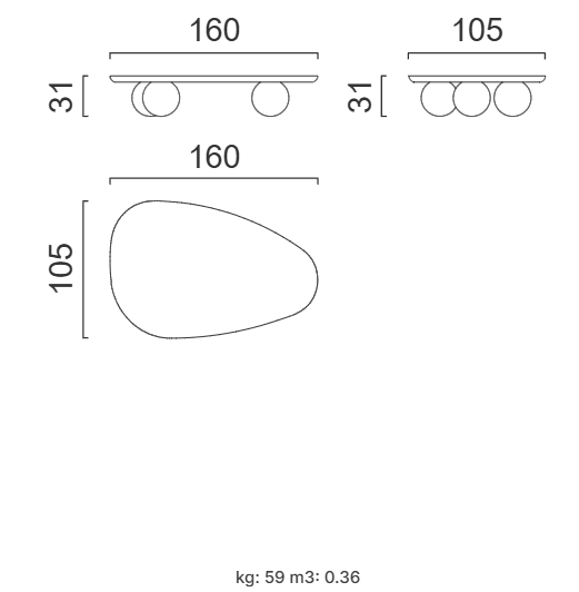 Холна маса «Melody» с травертин и естествен фурнир, размер 160х31х105см
