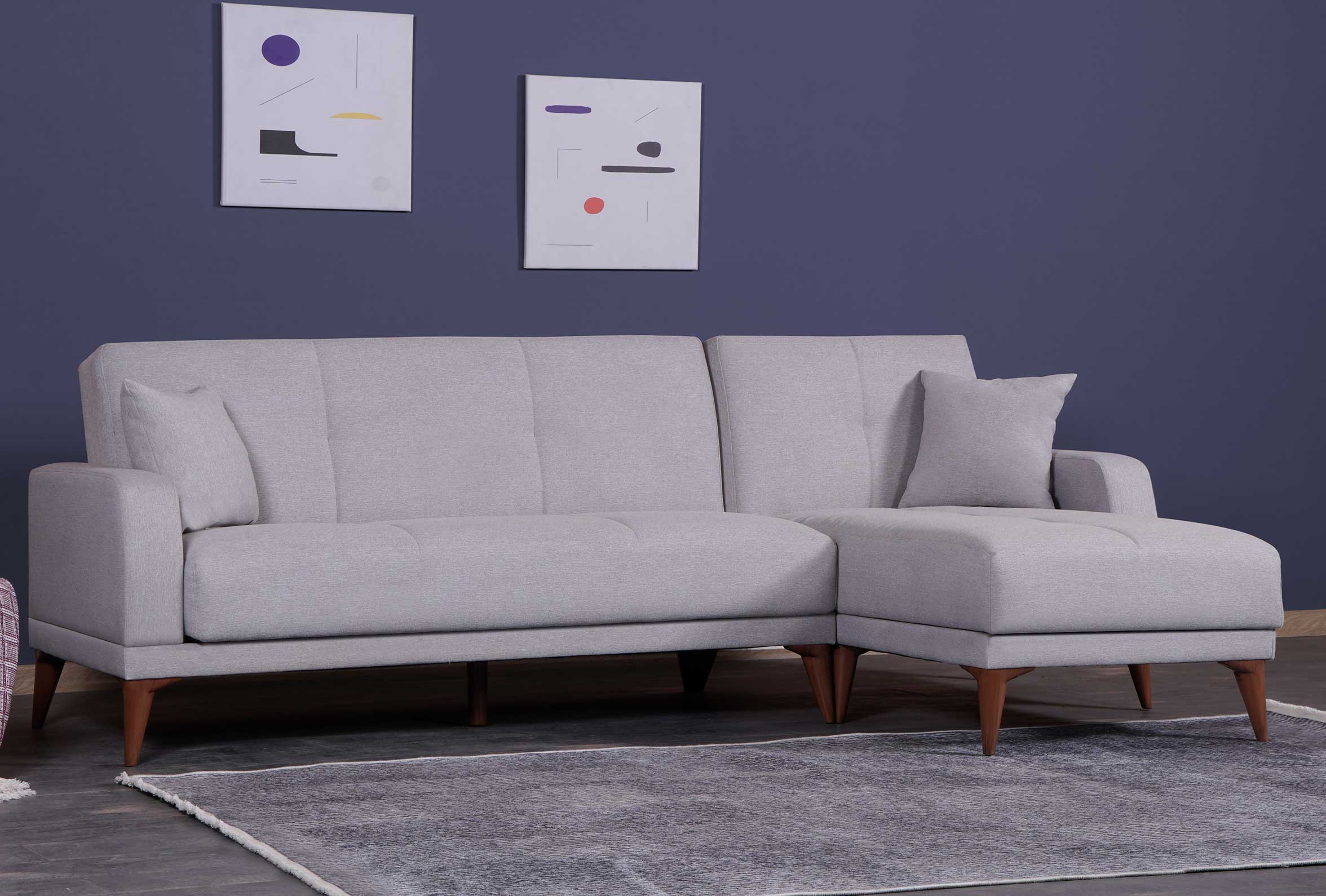 Ъглов разтегателен диван «Minimal» + две декоративни възглавници, ширина 252см