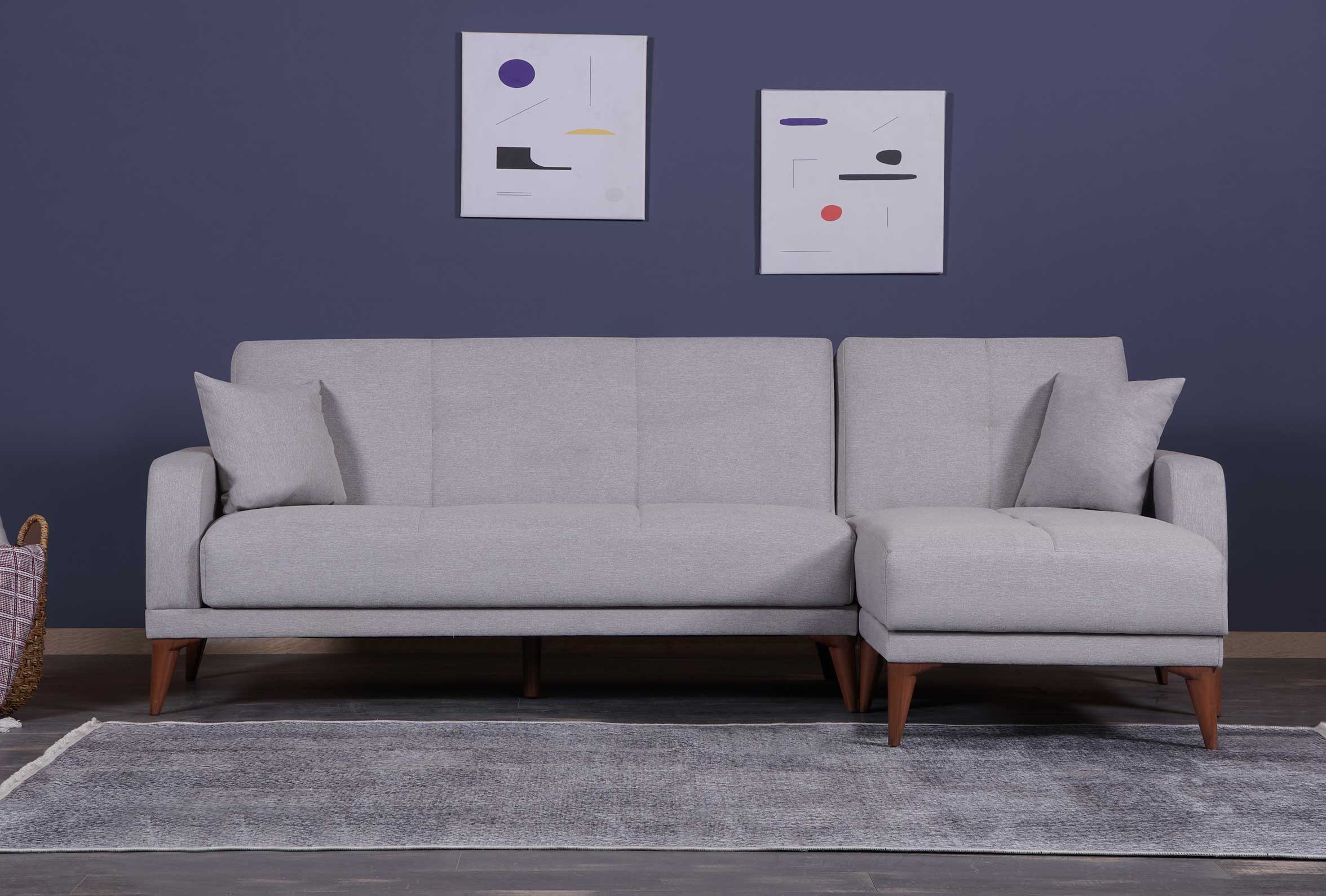 Ъглов разтегателен диван «Minimal» + две декоративни възглавници, ширина 252см