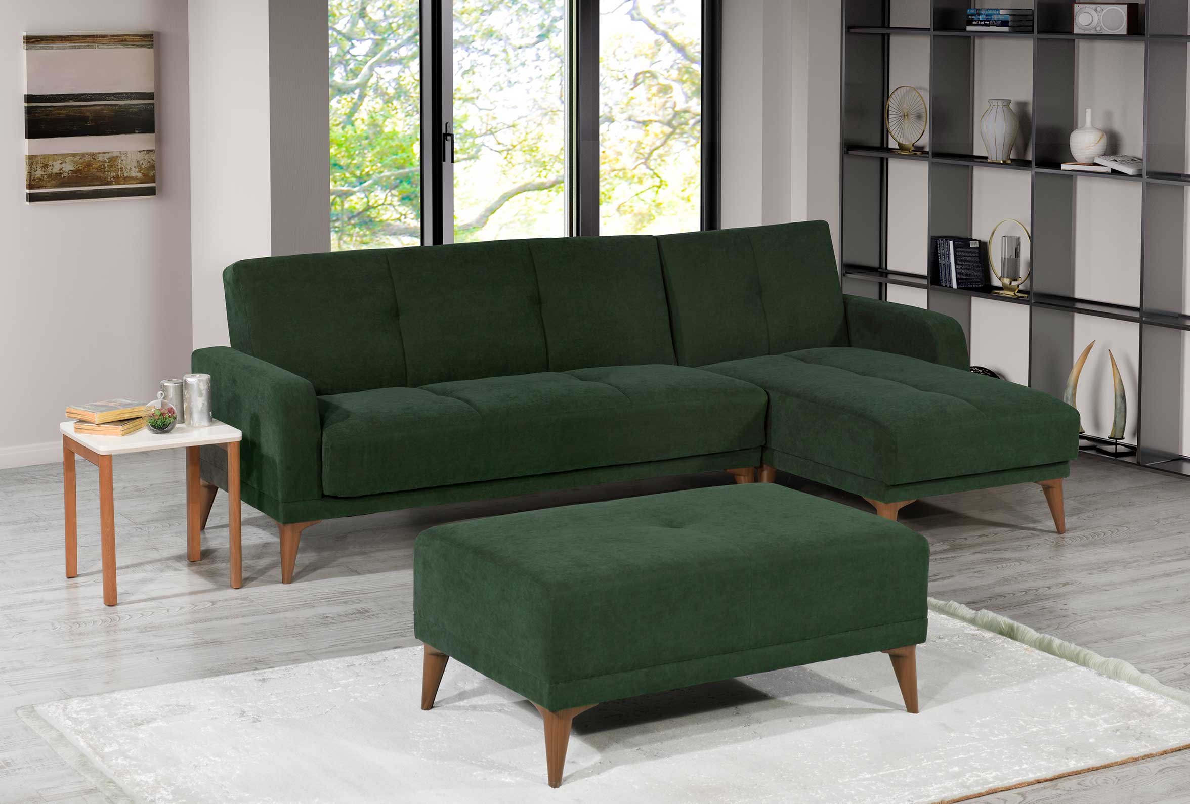 Ъглов разтегателен диван «Minimal» + две декоративни възглавници, ширина 252см