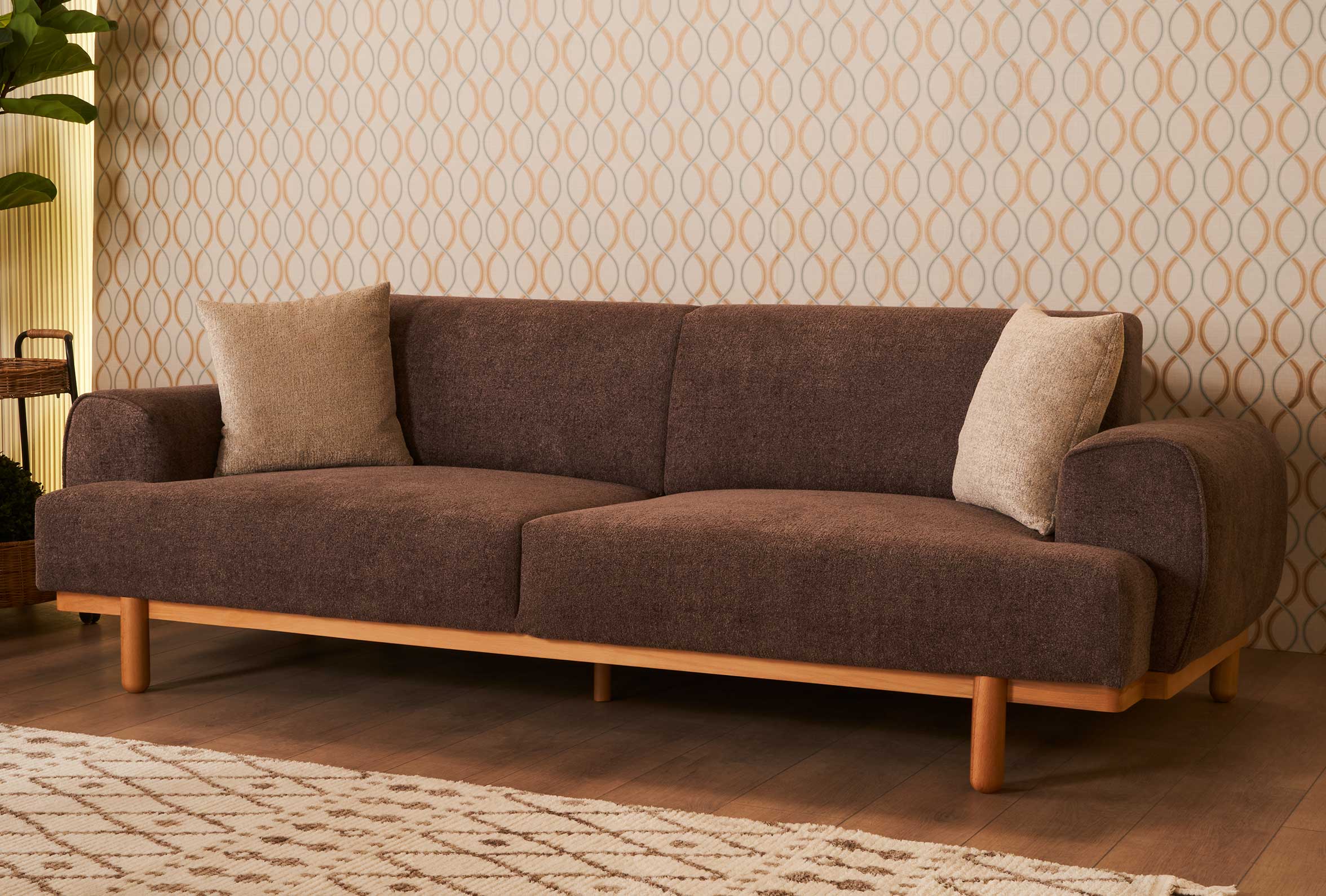 Триместен разтегателен диван «K Natura» + 2 декоративни възглавници, ширина 235см